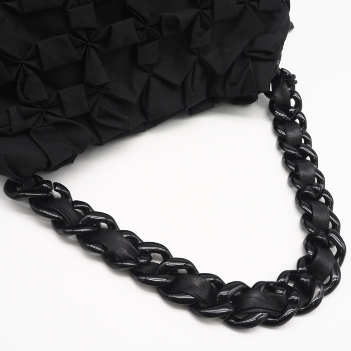 Prada Black Nylon Leather Plastic Handbag (Pre-Owned)