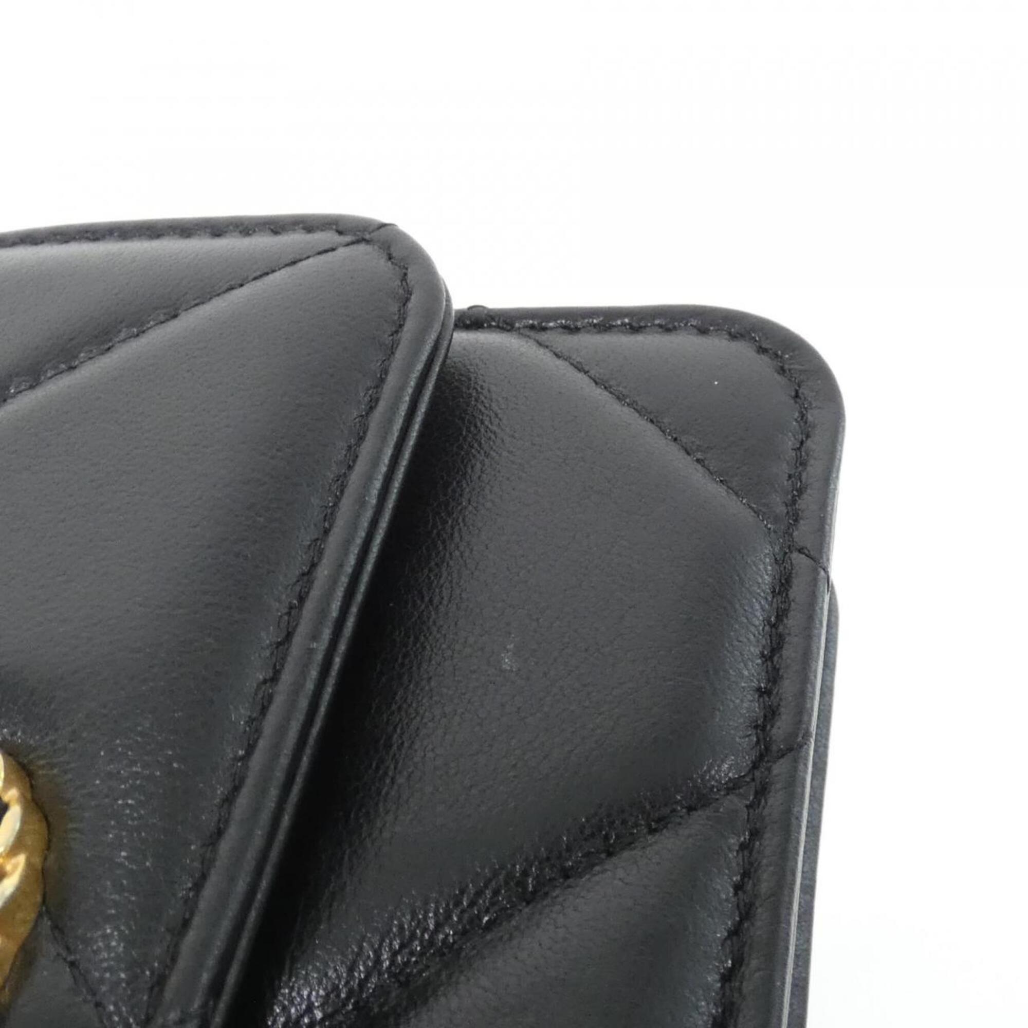 Chanel Black Leather Handbag Shoulder Bag (Pre-Owned)