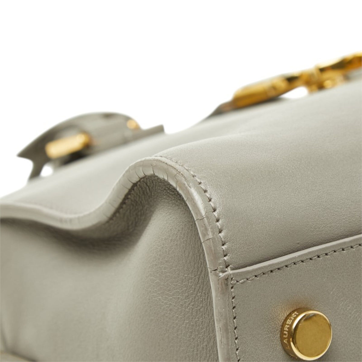 Saint Laurent Gray Leather Handbag Shoulder Bag (Pre-Owned)