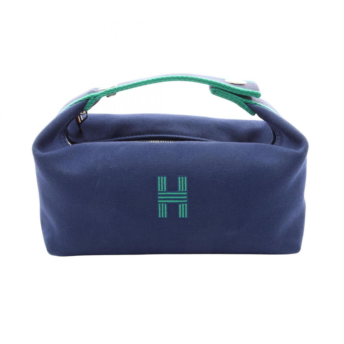 Hermes Blue Green Canvas Handbag (Pre-Owned)