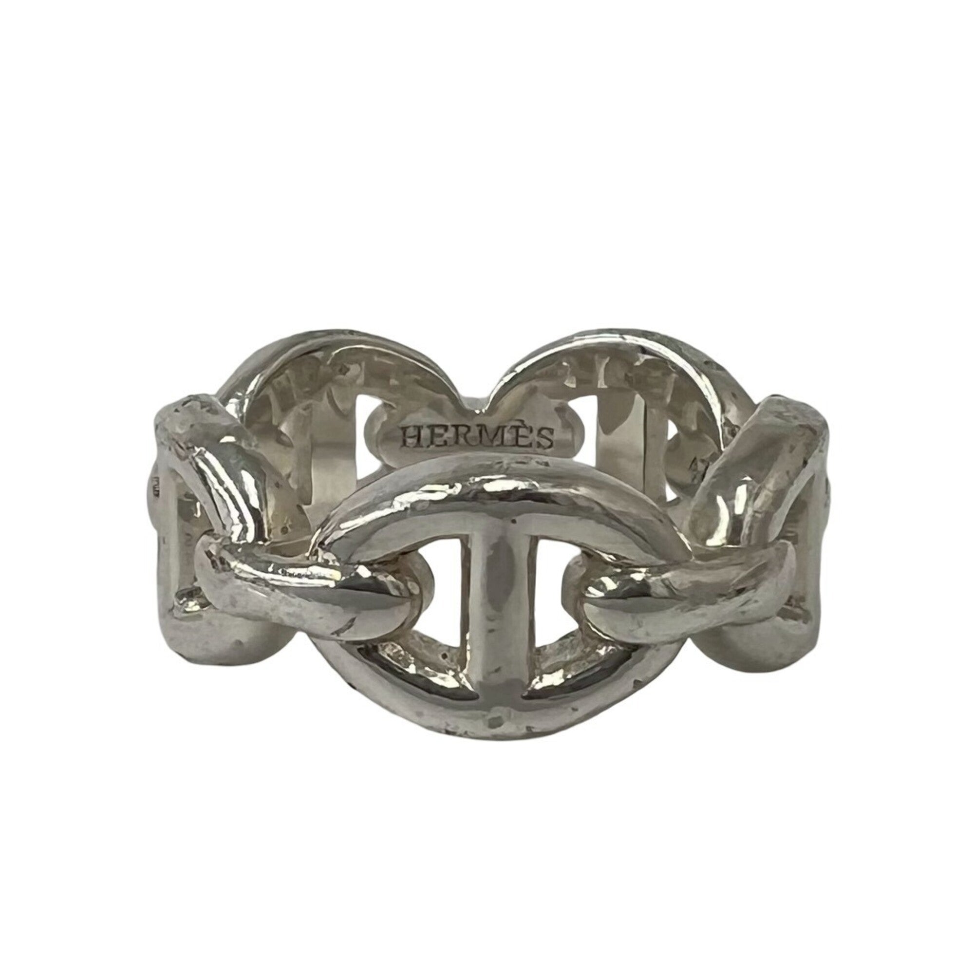 Hermes Silver Silver 925 Band Ring (Pre-Owned)