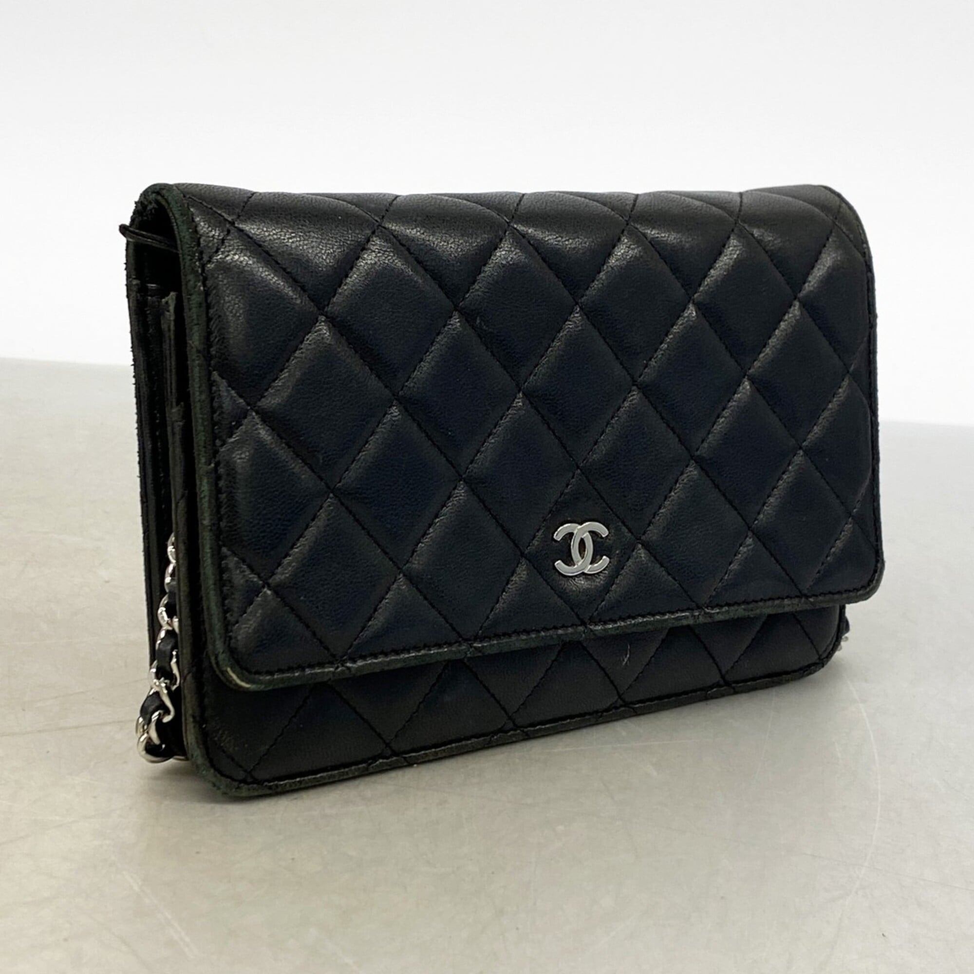 Chanel Black Leather Chain/Shoulder Wallet (Pre-Owned)