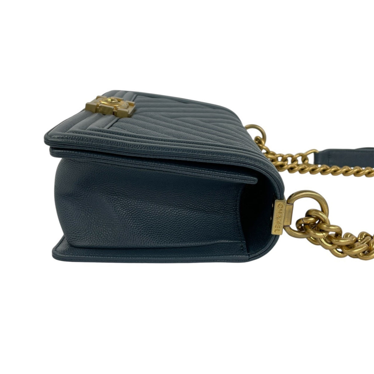 Chanel Blue Grained Calfskin Shoulder Bag (Pre-Owned)
