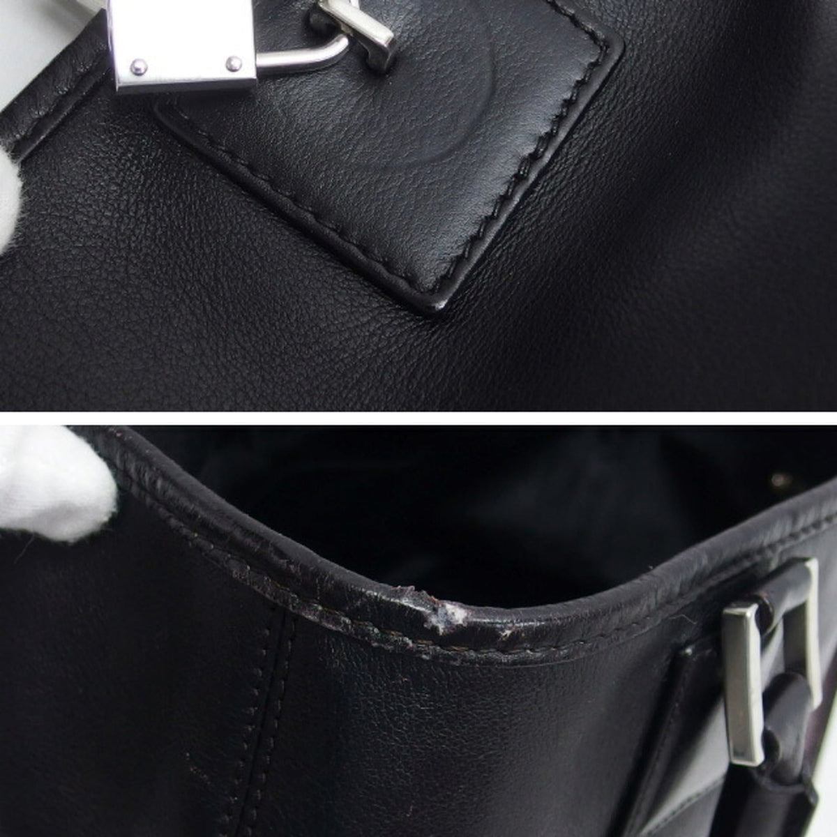 Loewe Amazona Black Leather Handbag Tote Bag (Pre-Owned)