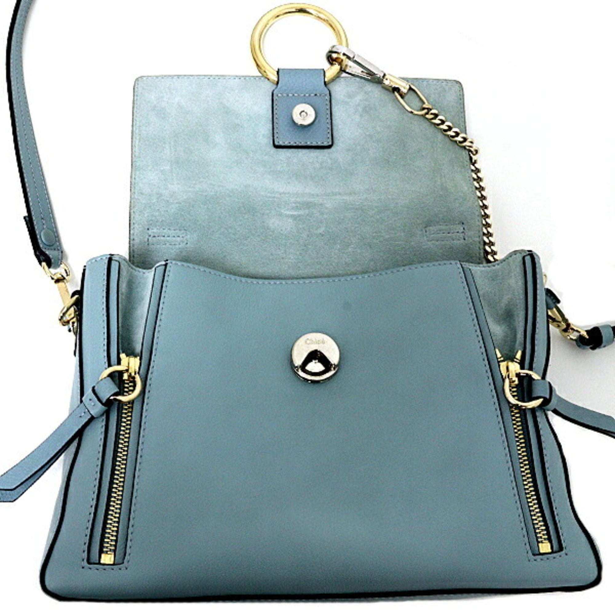 Chloé Blue Gold Leather Handbag Shoulder Bag (Pre-Owned)