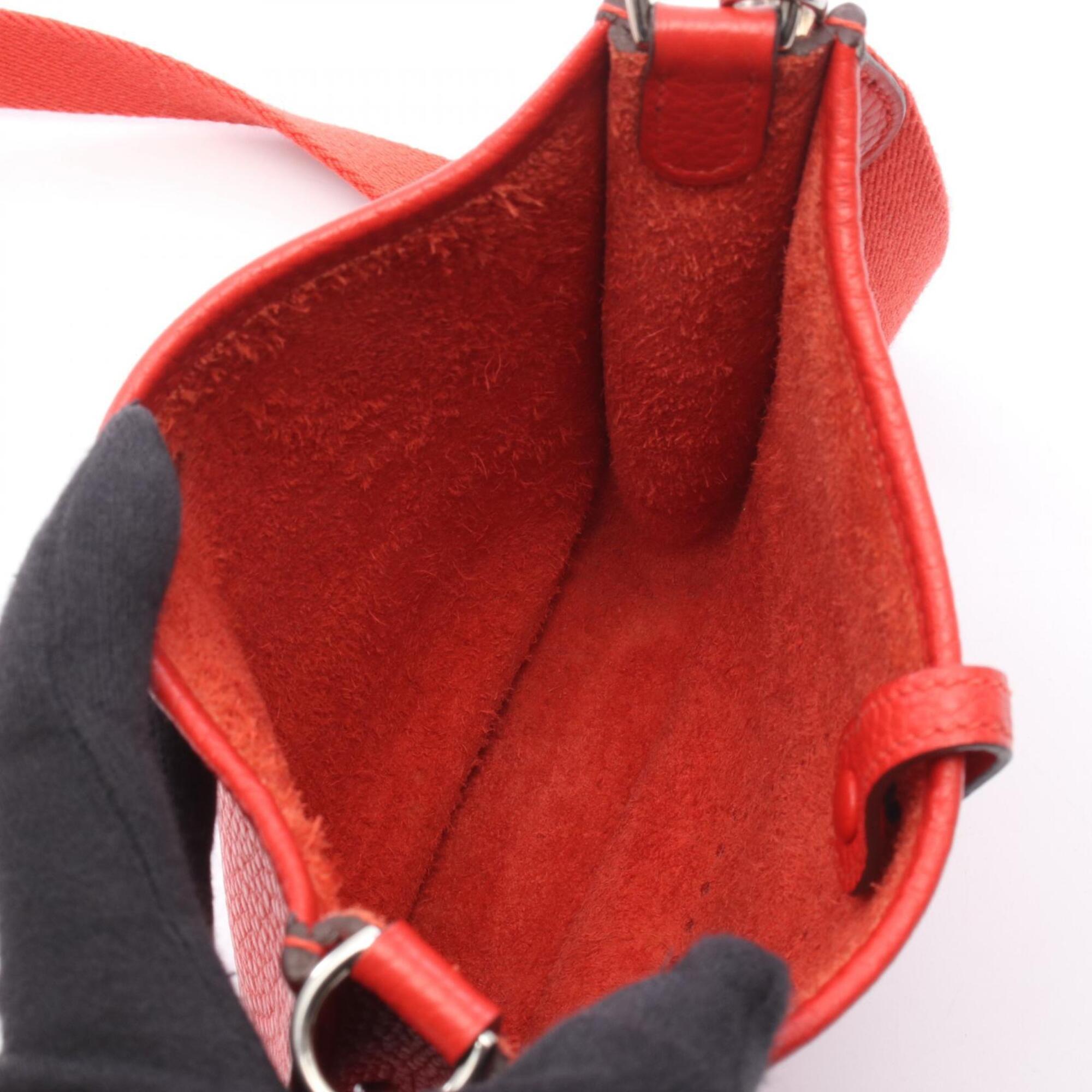 Hermes Red Color Taurillon Clemence Leather Shoulder Bag (Pre-Owned)