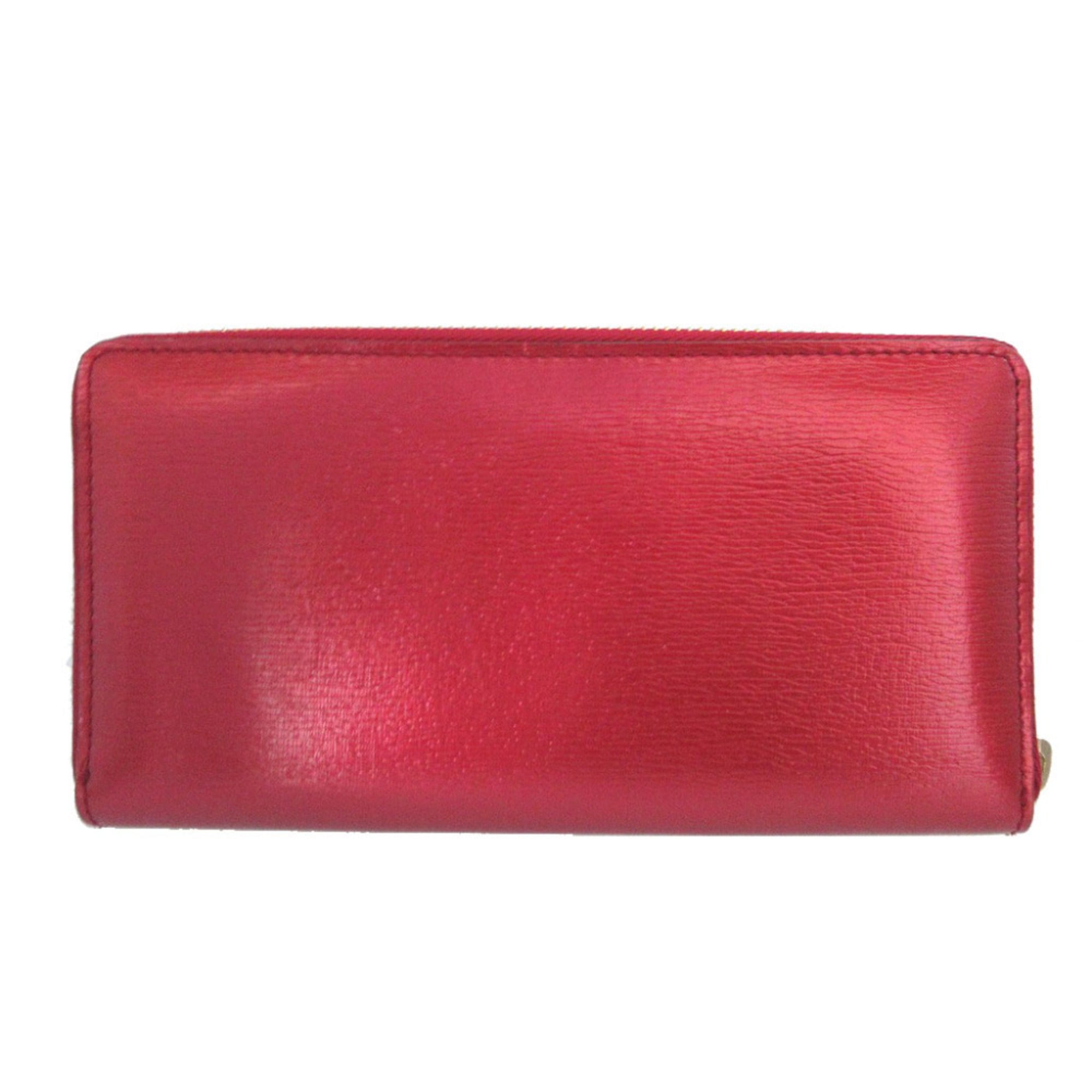 Gucci Metallic Red Leather Long Wallet (Bi-Fold) (Pre-Owned)