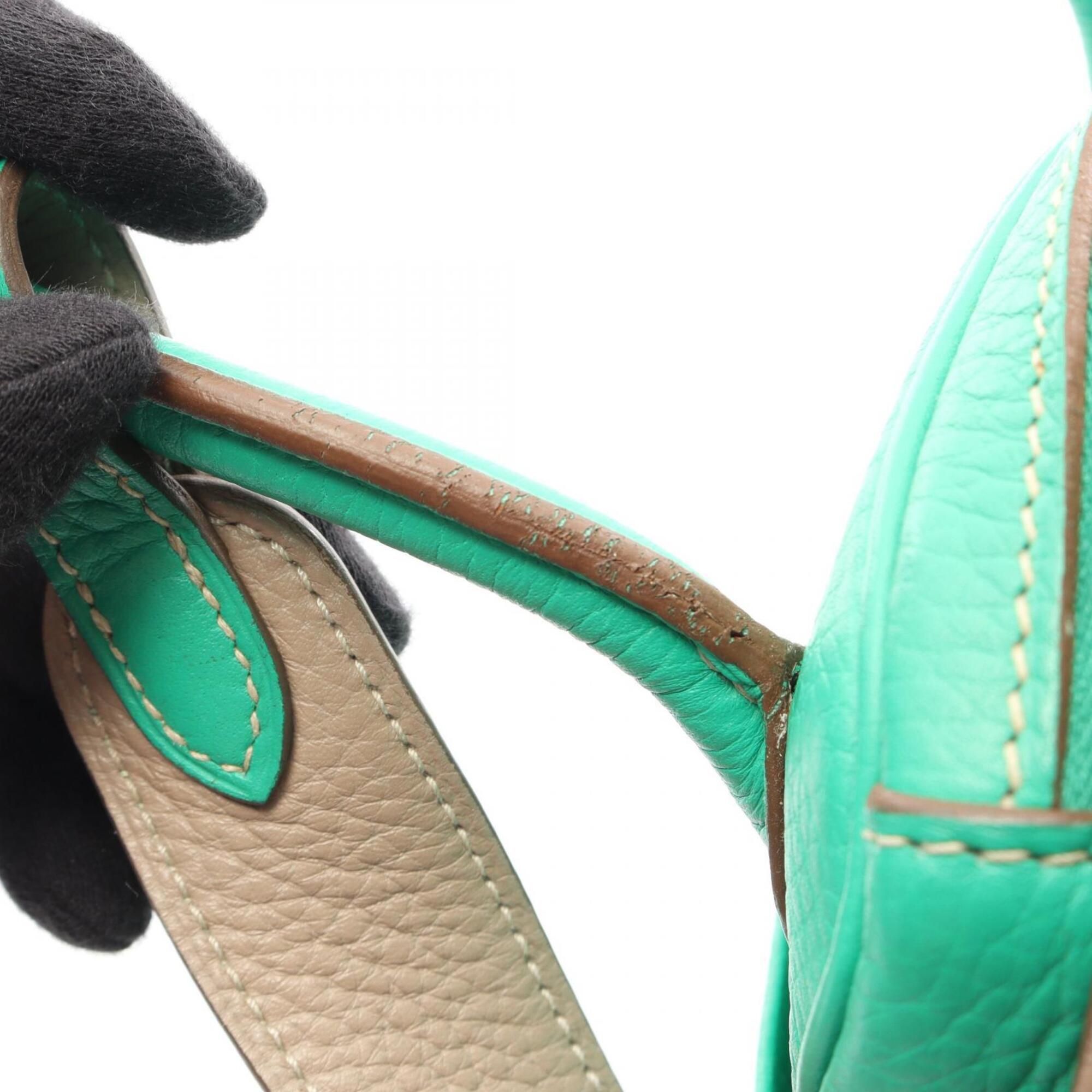 Hermes Beige Green Gris Tourterelle Mint Green Taurillon Clemence Leather Handbag Shoulder Bag (Pre-Owned)
