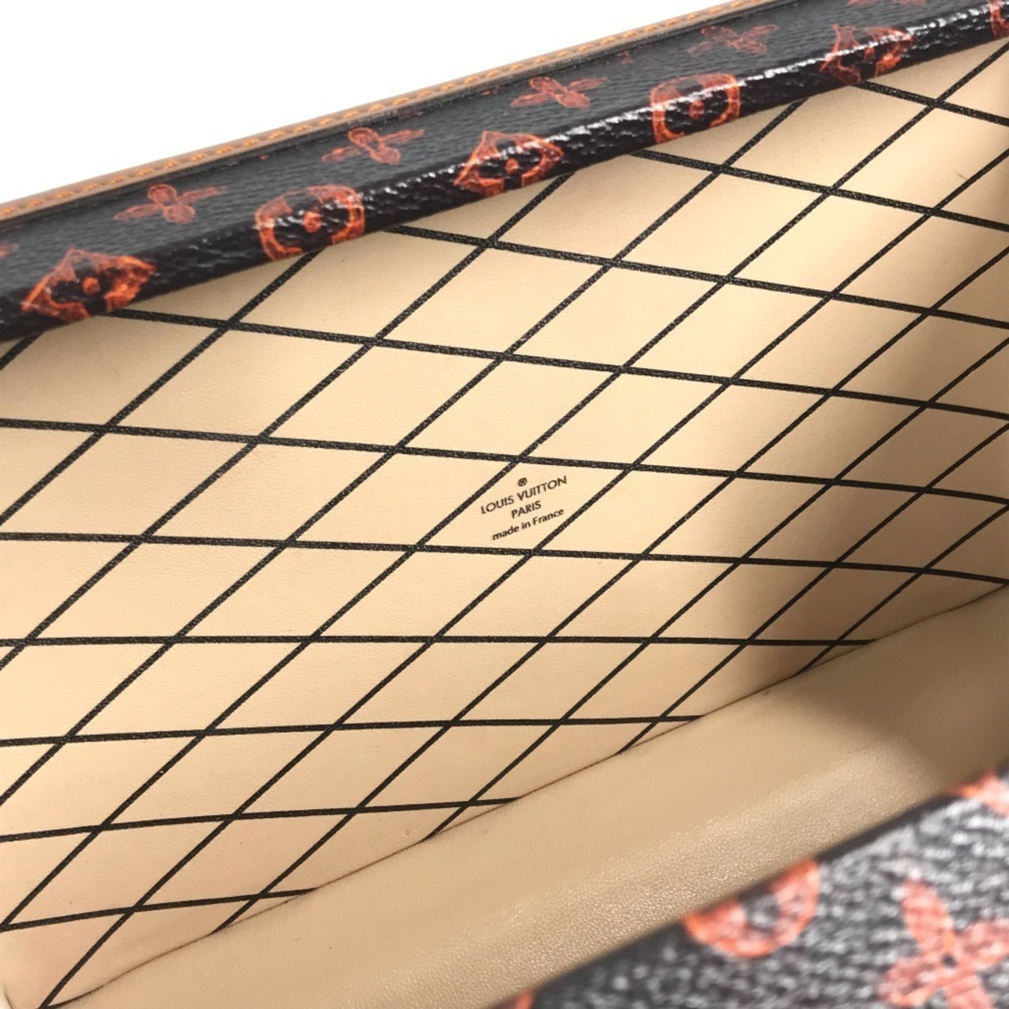 Louis Vuitton Brown Red Color Monogram Canvas Clutch Bag Shoulder Bag (Pre-Owned)