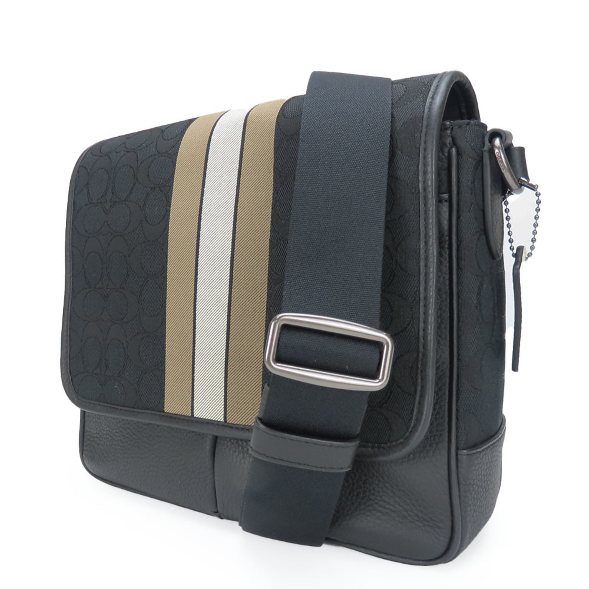 Coach Black Canvas Leather Shoulder Bag (Pre-Owned)