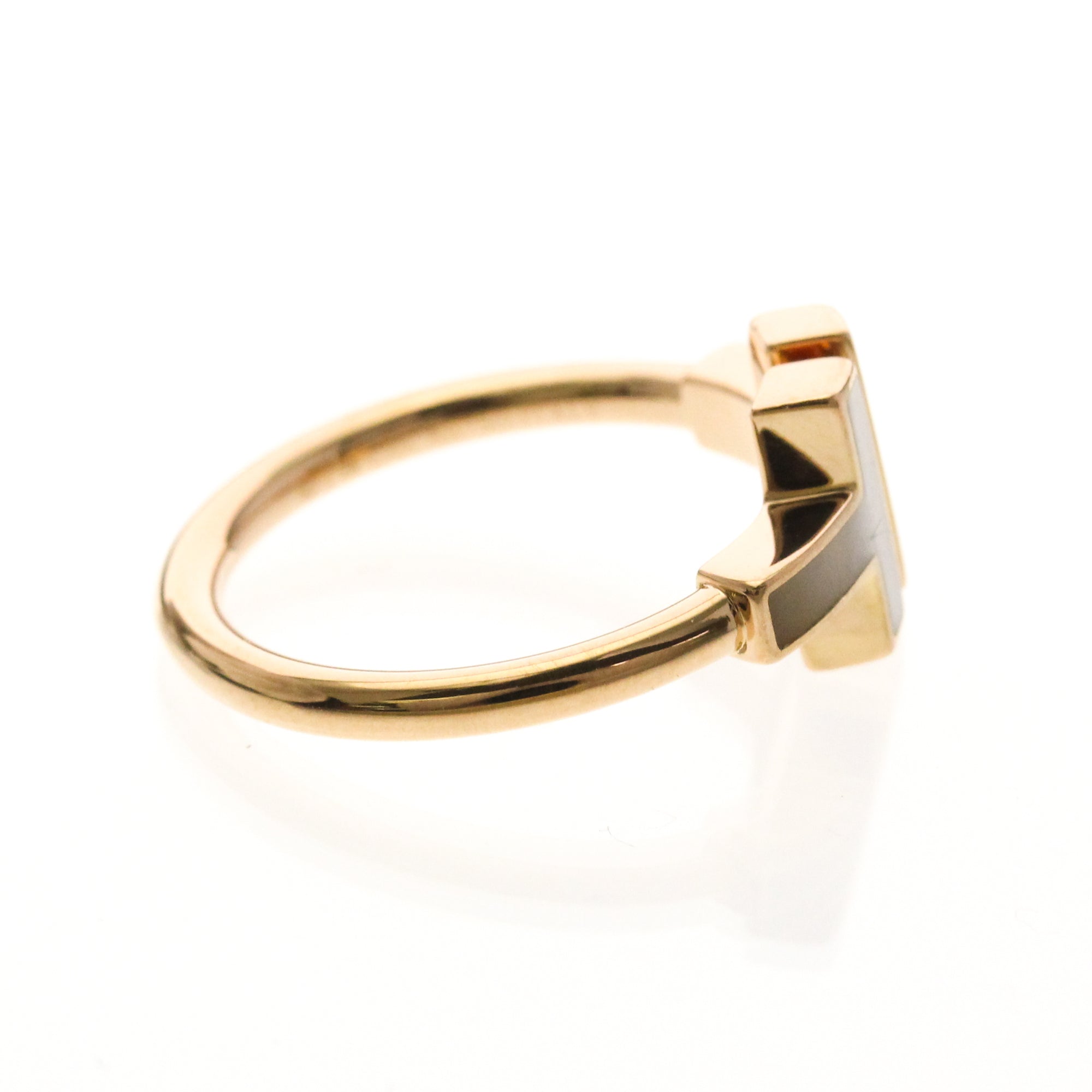 Tiffany & Co. T Wire Ring 18K Rose Gold With Mother Of Pearl And Diamonds Gold Pink_Gold Ring Jewelry (Pre-Owned)