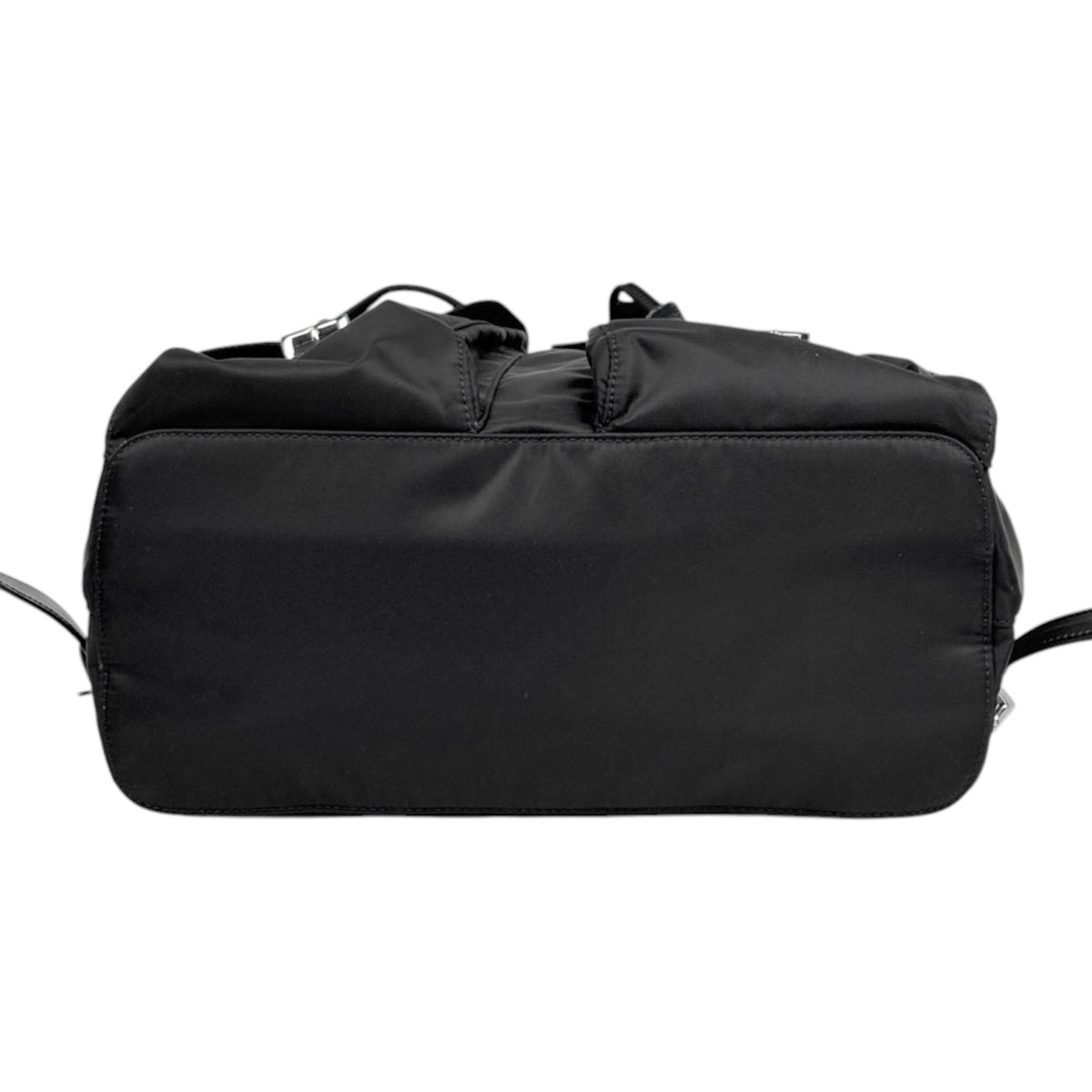Prada Black Nero Nylon Saffiano Triangle Leather Backpack (Pre-Owned)