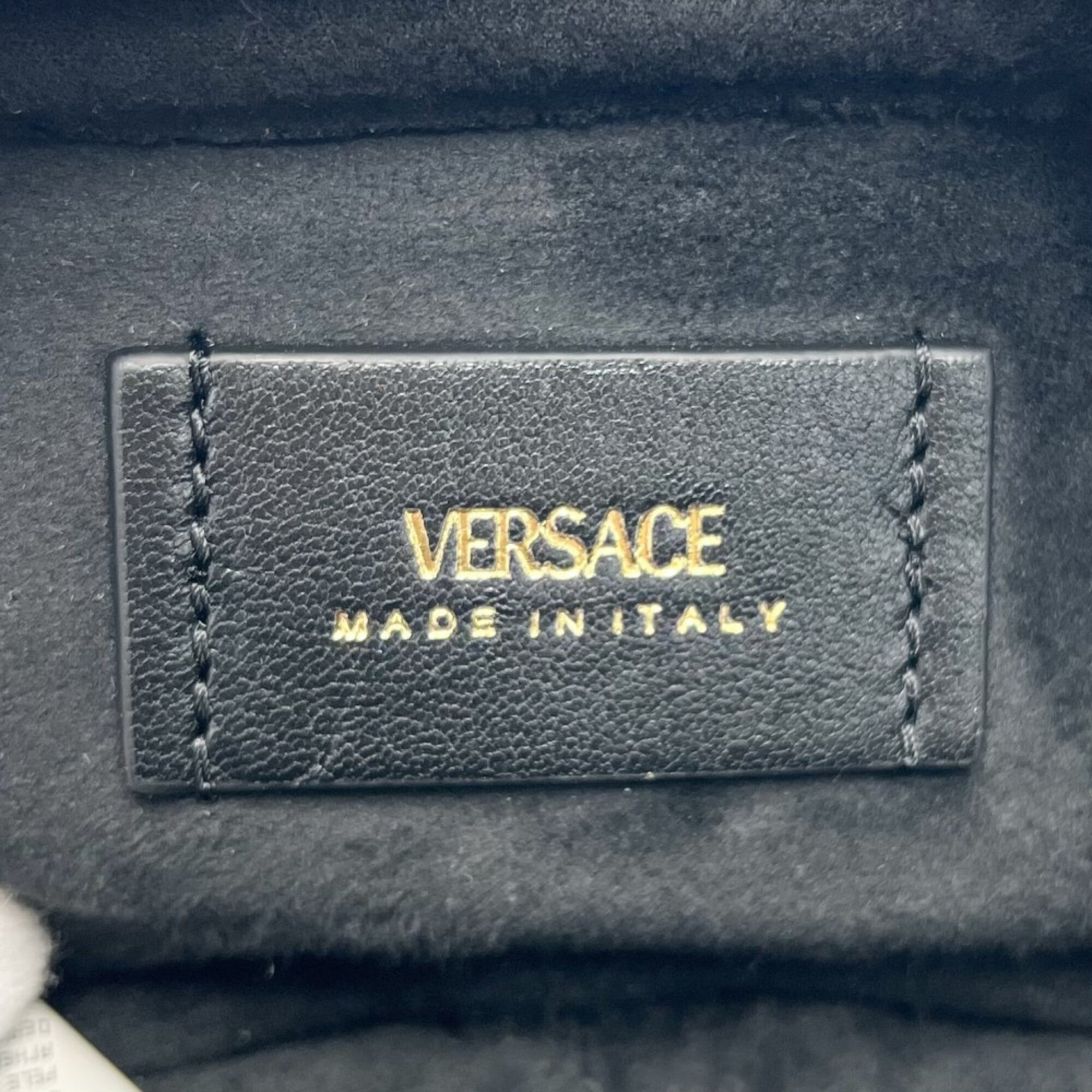 Versace Black Leather Handbag Shoulder Bag (Pre-Owned)