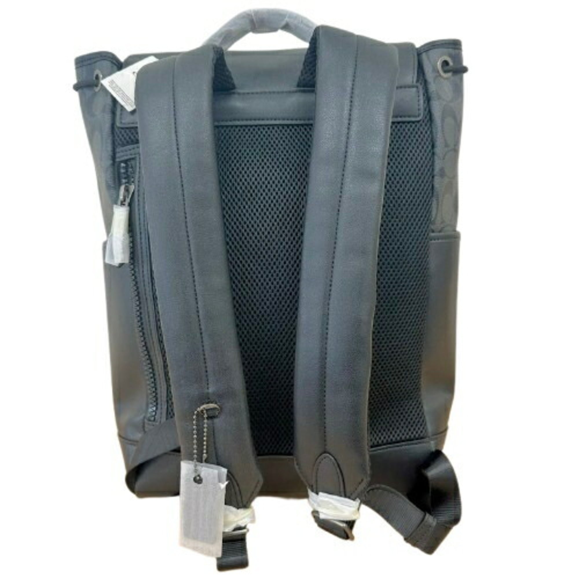 Coach Signature Black Leather Canvas Backpack (Pre-Owned)