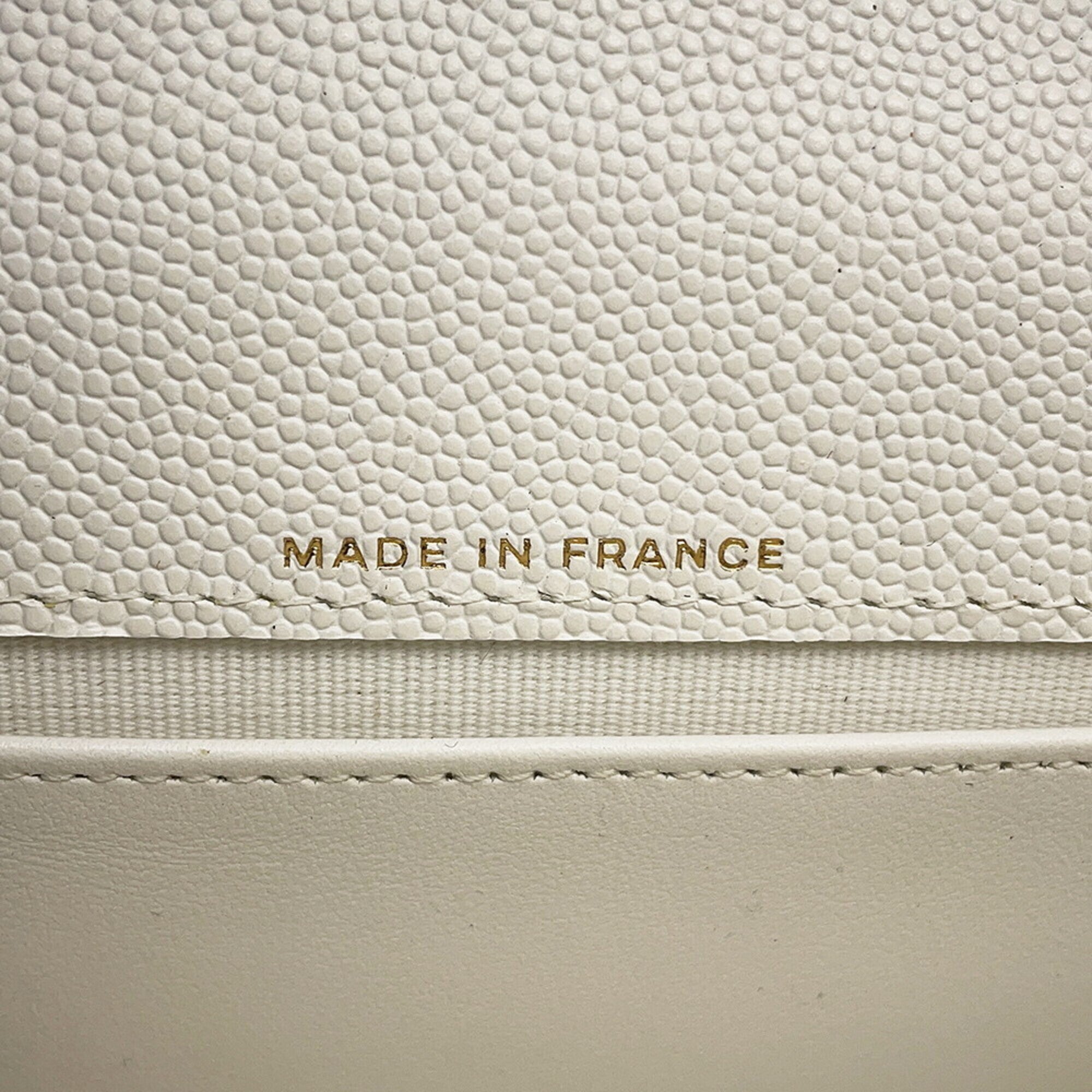 Chanel White Grained Calfskin Chain/Shoulder Wallet (Pre-Owned)