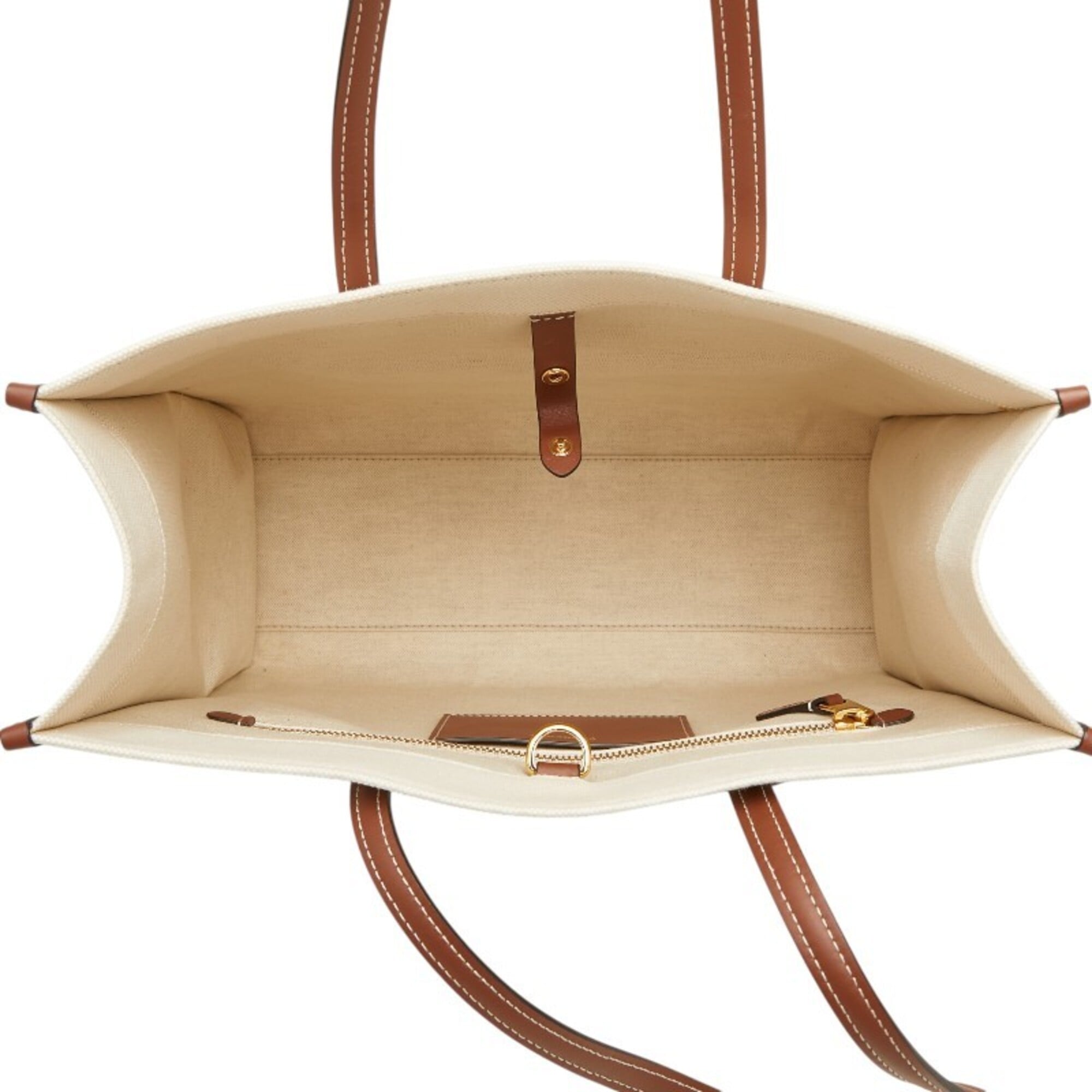 Burberry Brown Ivory Canvas Leather Shoulder Bag Tote Bag (Pre-Owned)