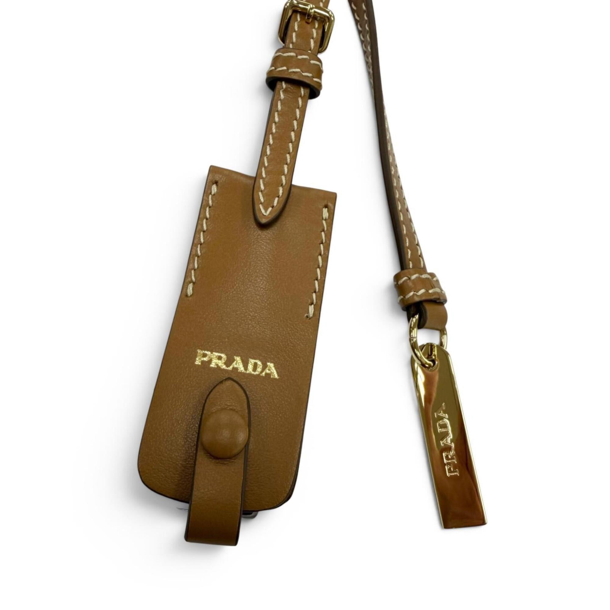 Prada Leather Raffia Handbag Shoulder Bag (Pre-Owned)