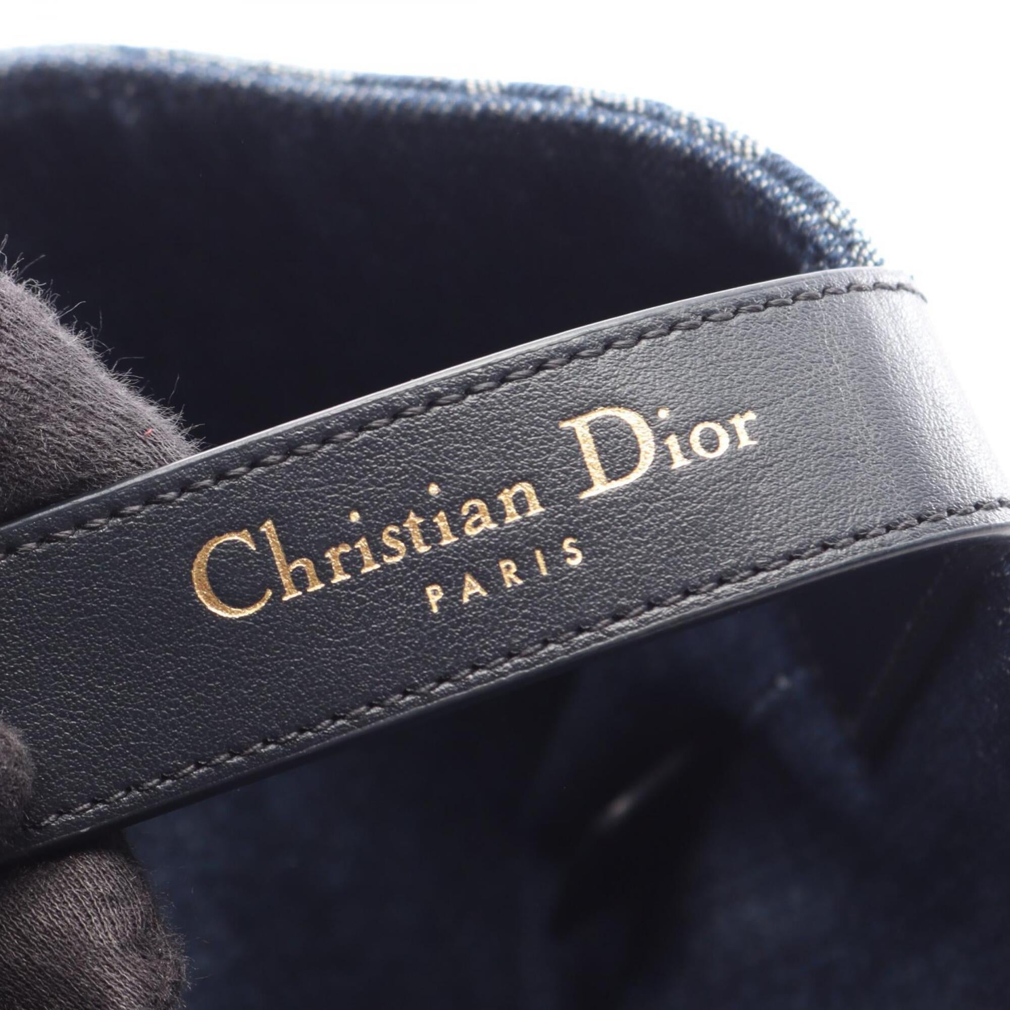 Christian Dior Black Blue Denim Leather Tote Bag (Pre-Owned)