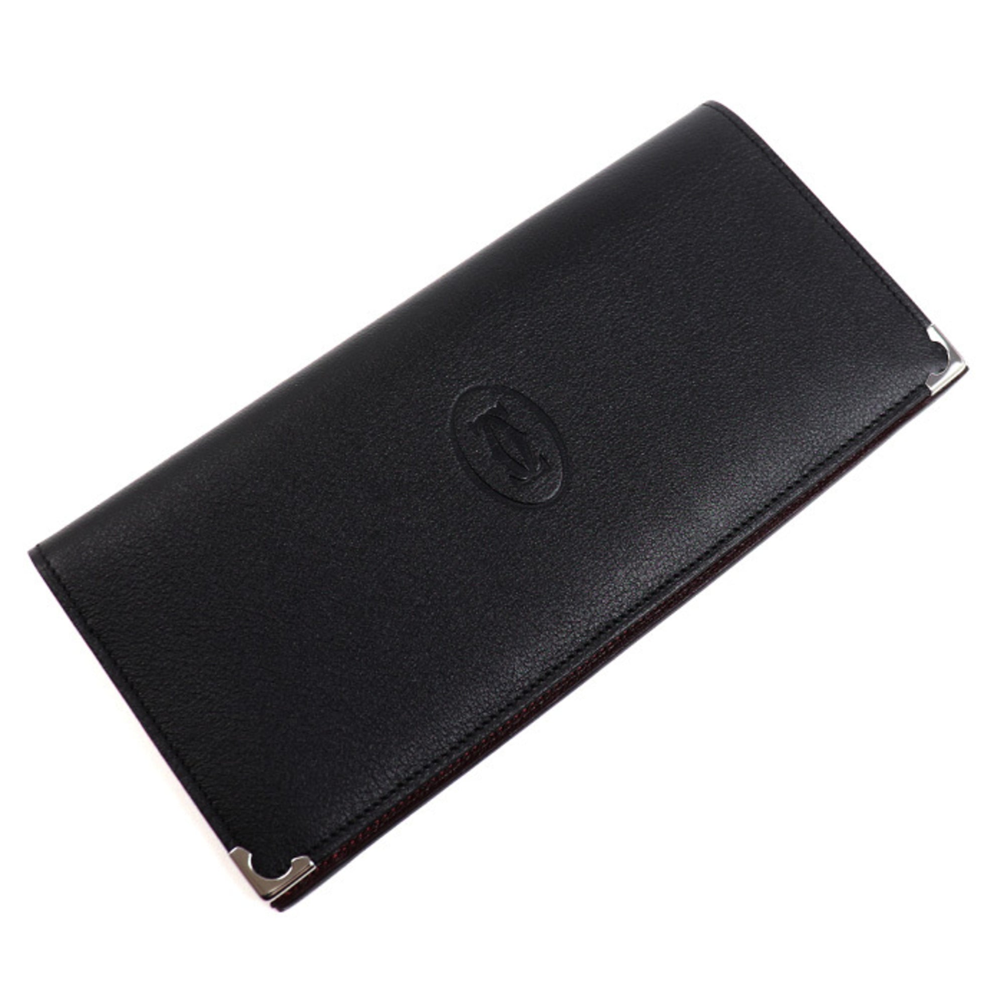Cartier Black Leather Long Bill Wallet (Bi-Fold) (Pre-Owned)
