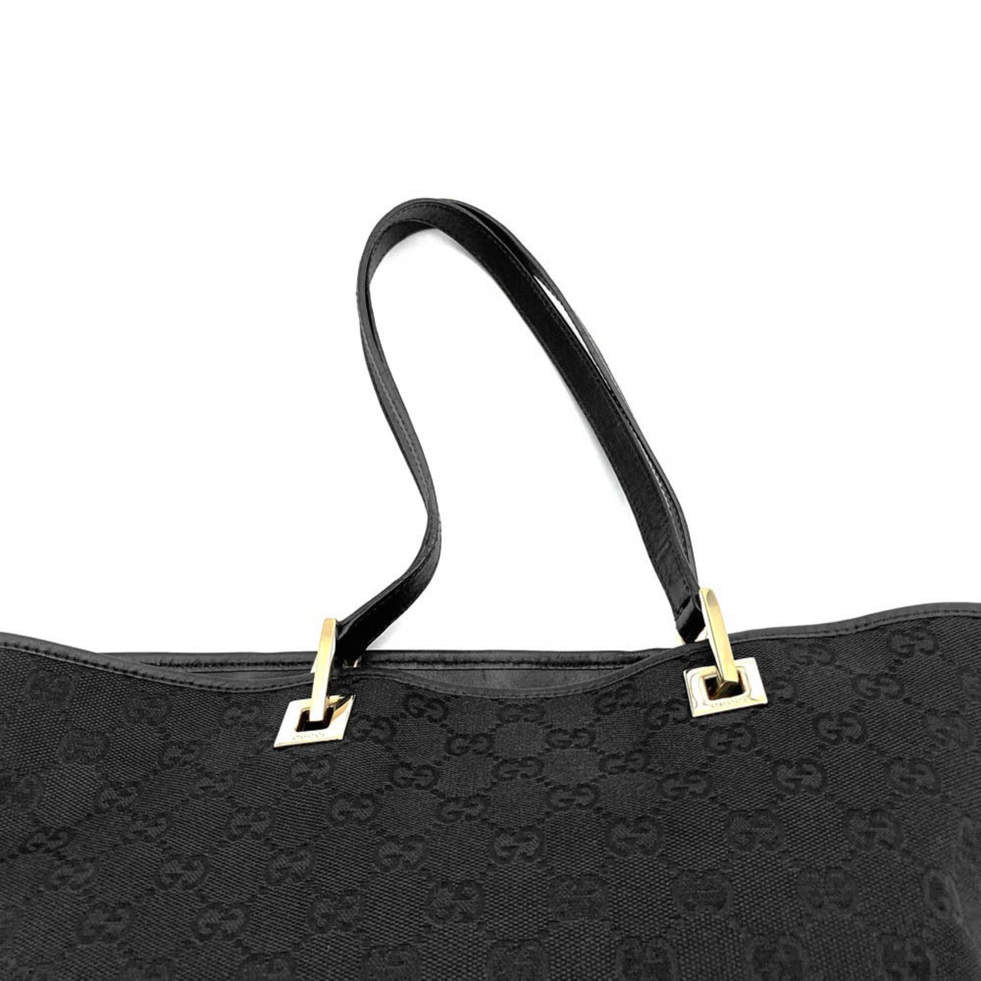 Gucci Black Gg Canvas Handbag Shoulder Bag Tote Bag (Pre-Owned)
