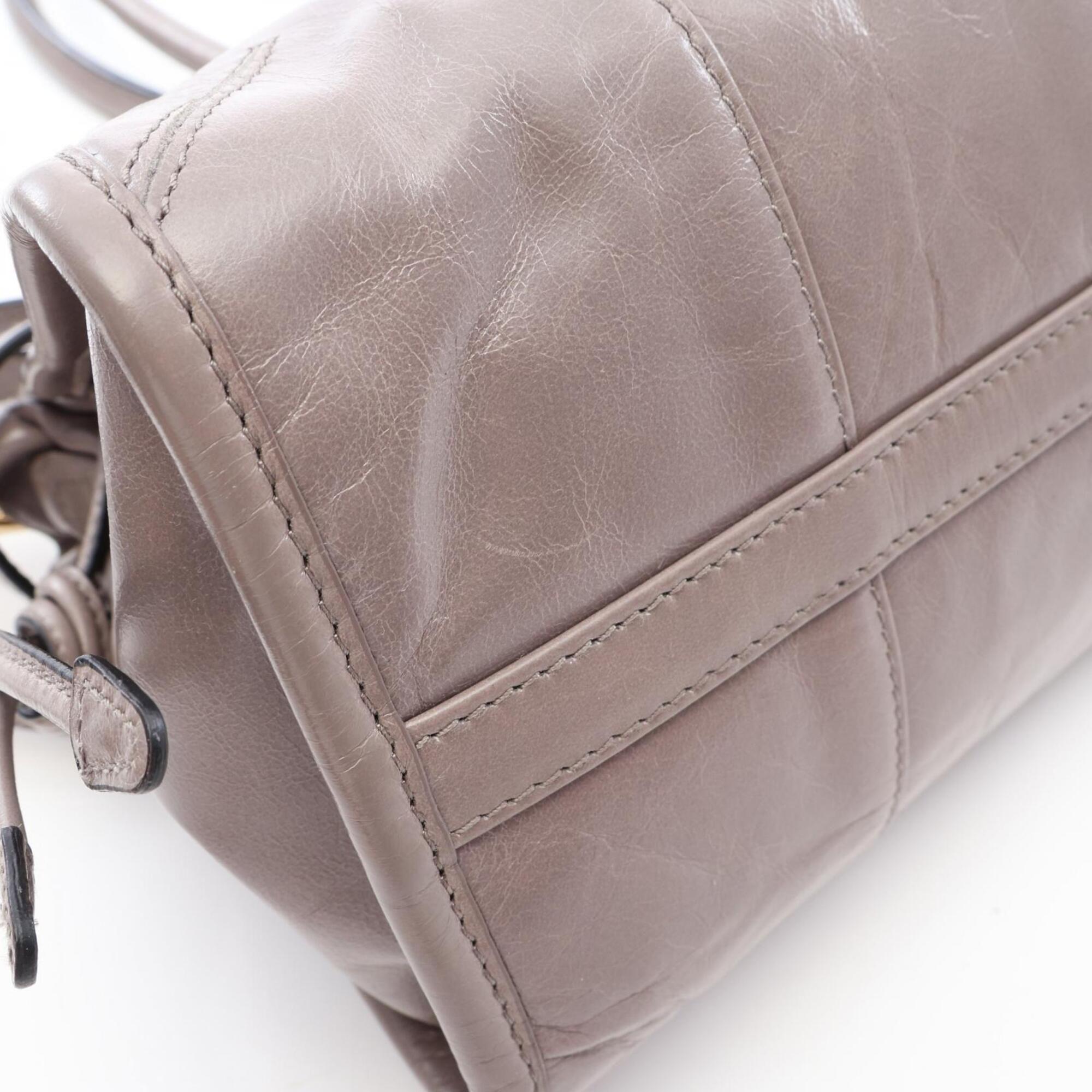 Prada Gray Leather Handbag (Pre-Owned)