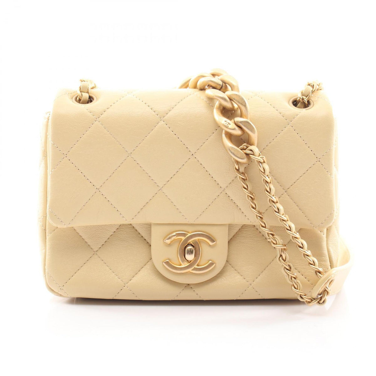 Chanel Yellow Leather Handbag Shoulder Bag (Pre-Owned)