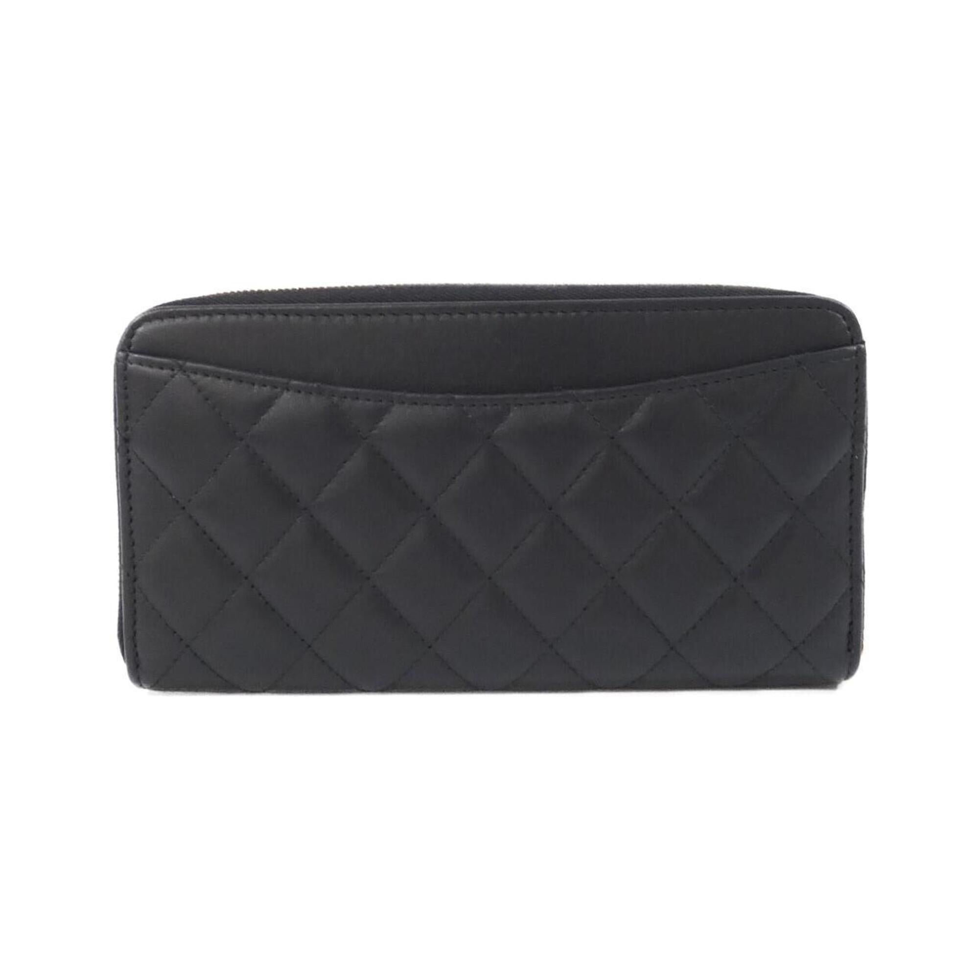 Chanel Black Bordeaux Leather Long Wallet (Bi-Fold) (Pre-Owned)