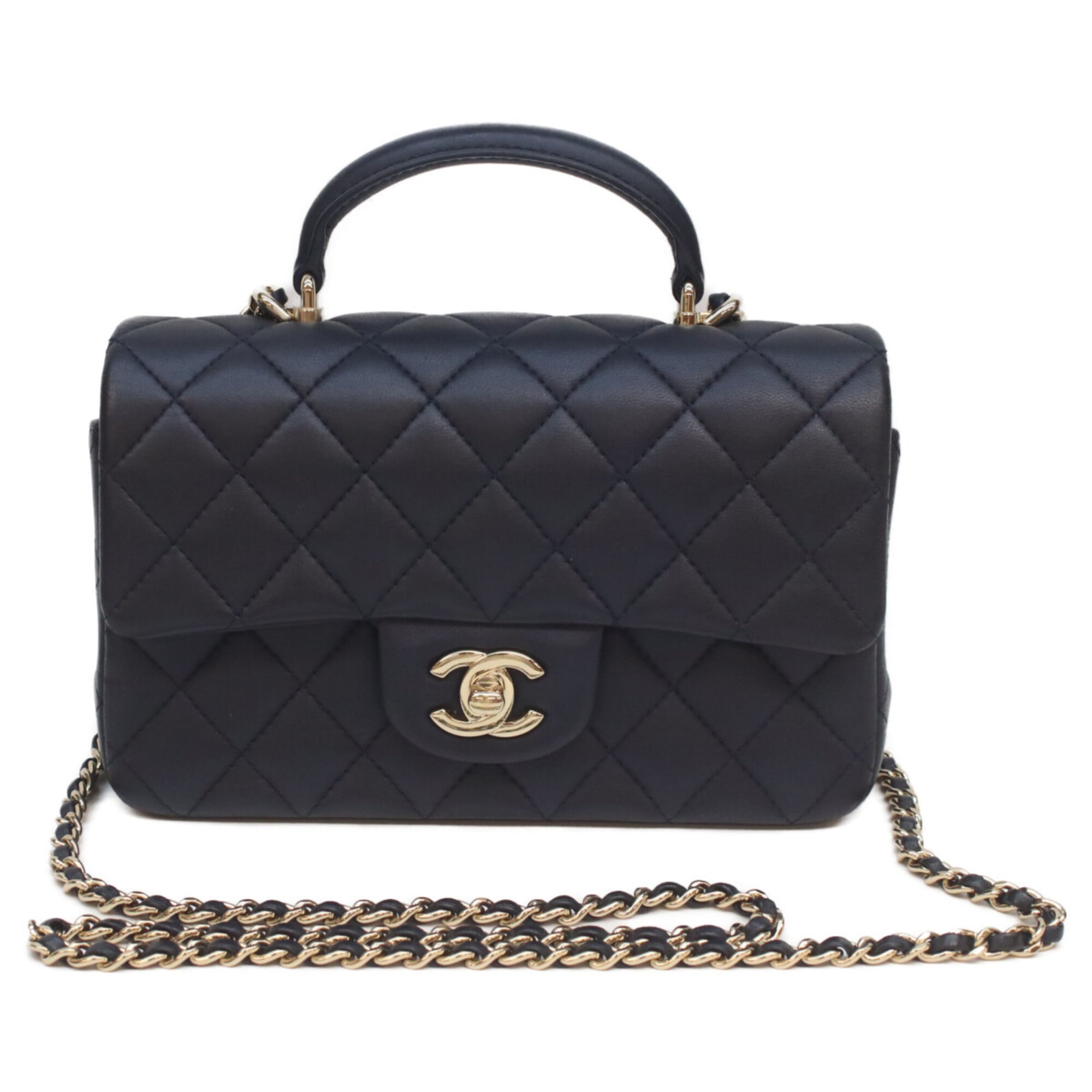 Chanel Matelasse Navy Leather Shoulder Bag (Pre-Owned)