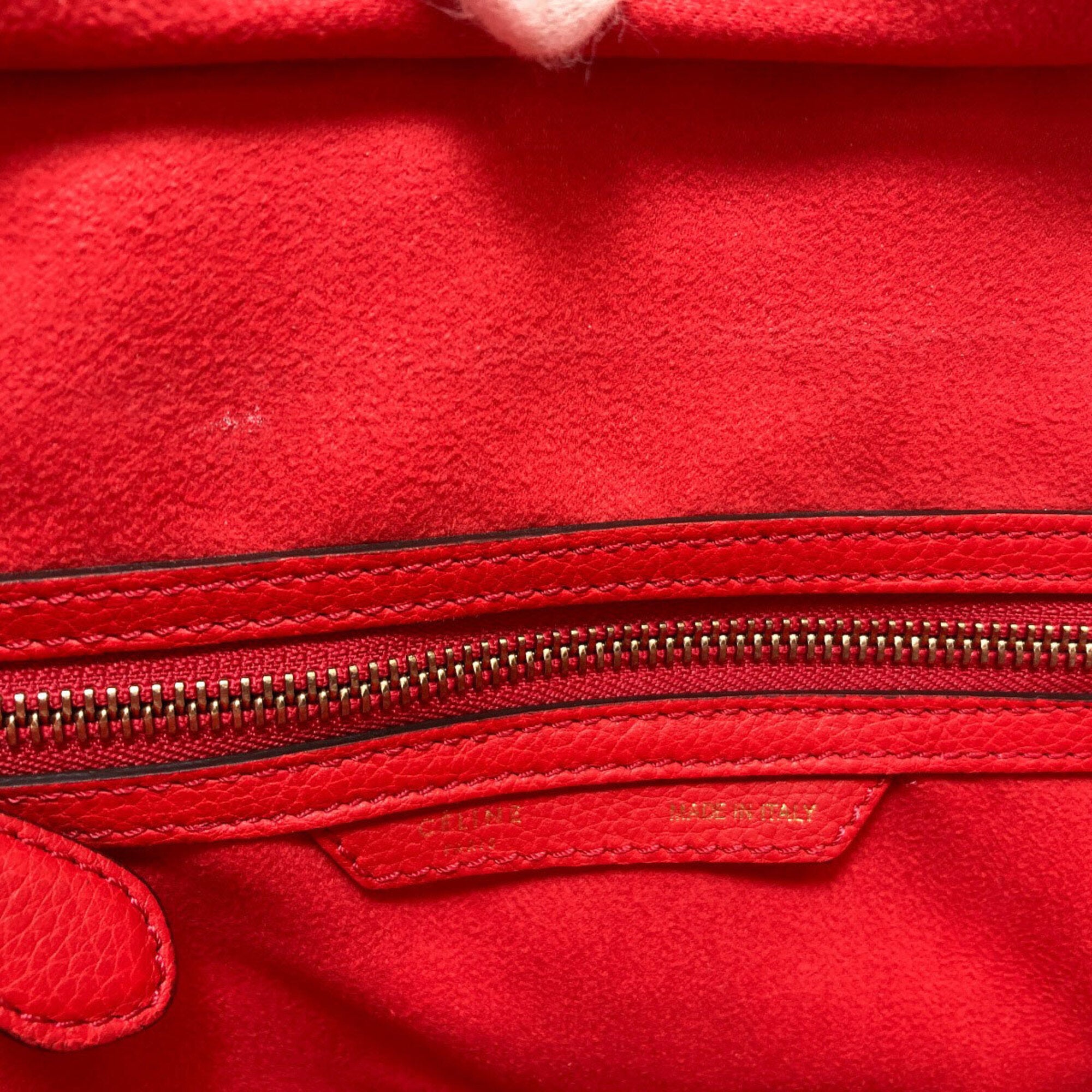 Celine Luggage Red Color Leather Handbag (Pre-Owned)