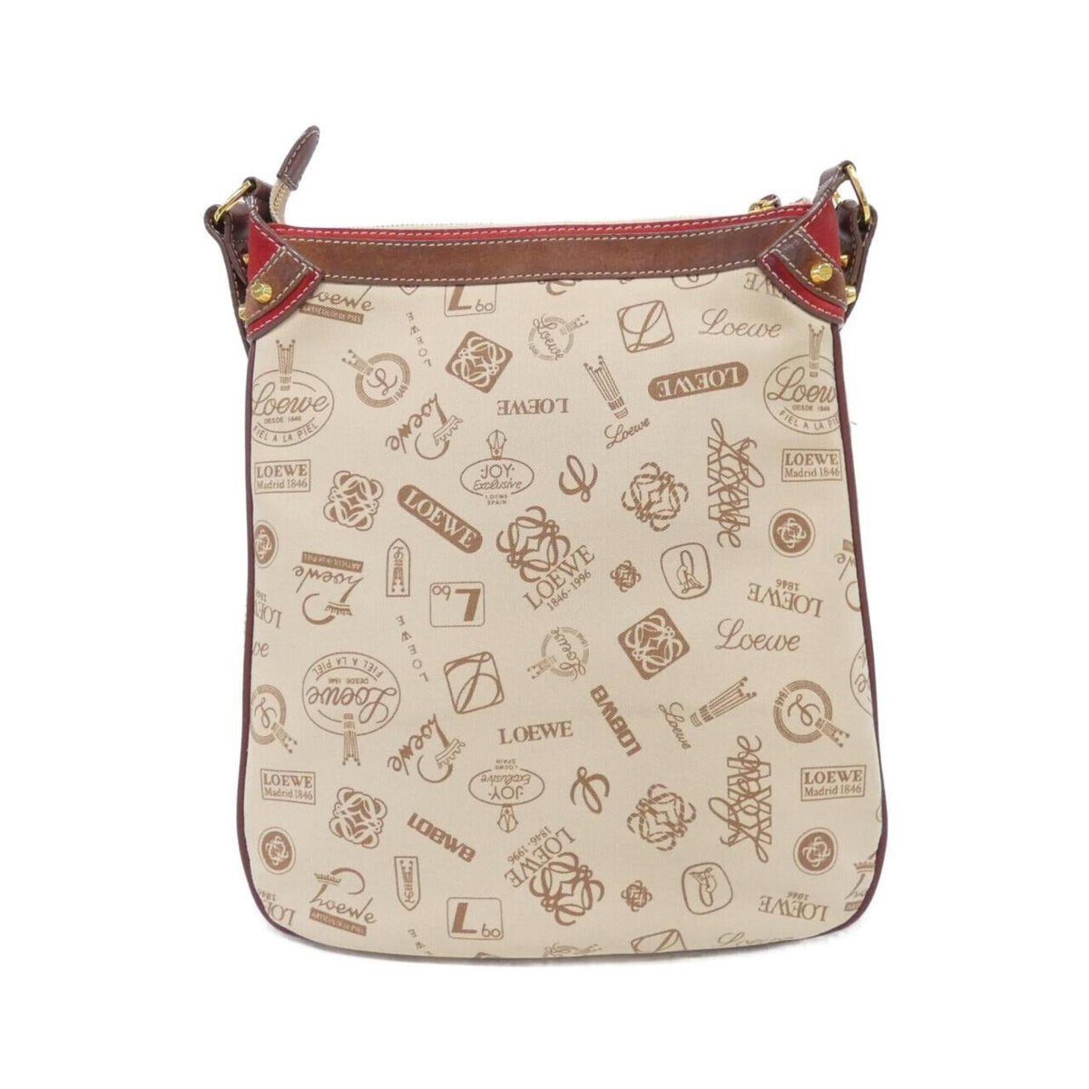 Loewe Beige Brown Red Color Canvas Shoulder Bag (Pre-Owned)
