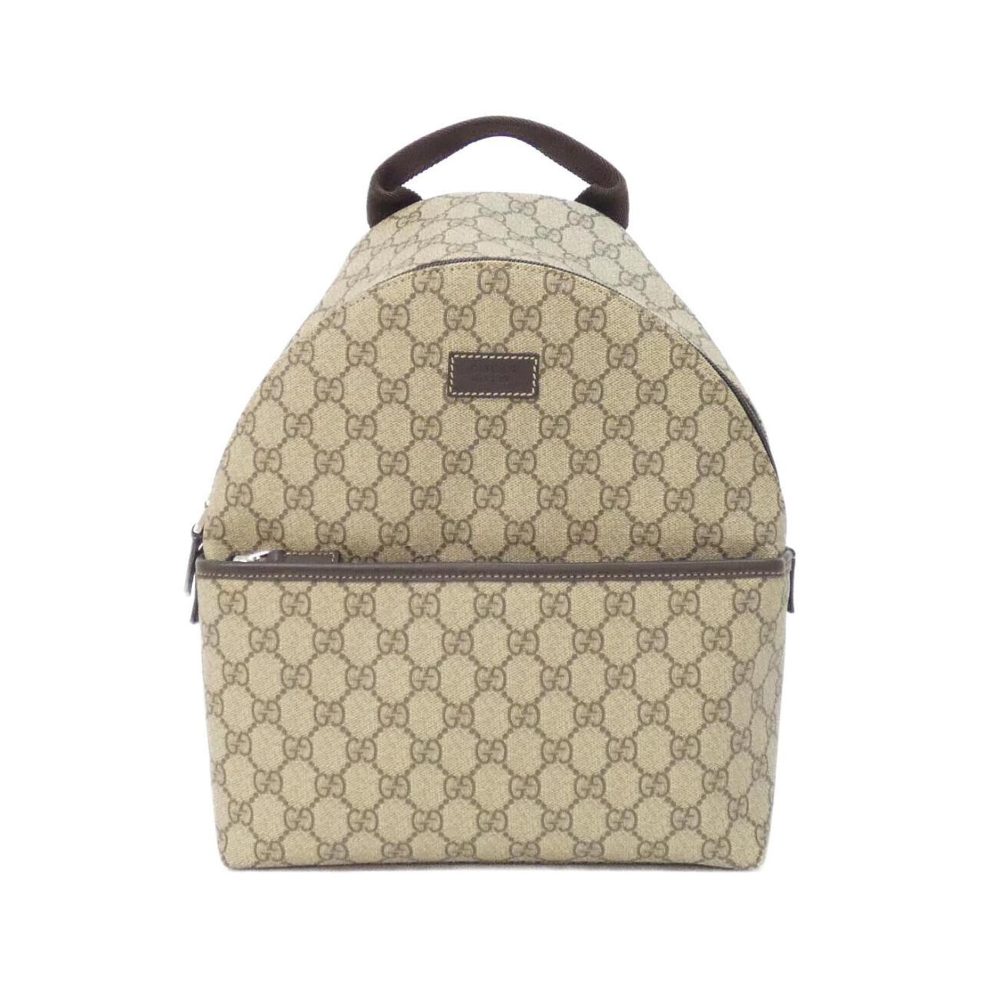 Gucci Beige Dark Brown Gg Supreme Canvas Backpack (Pre-Owned)