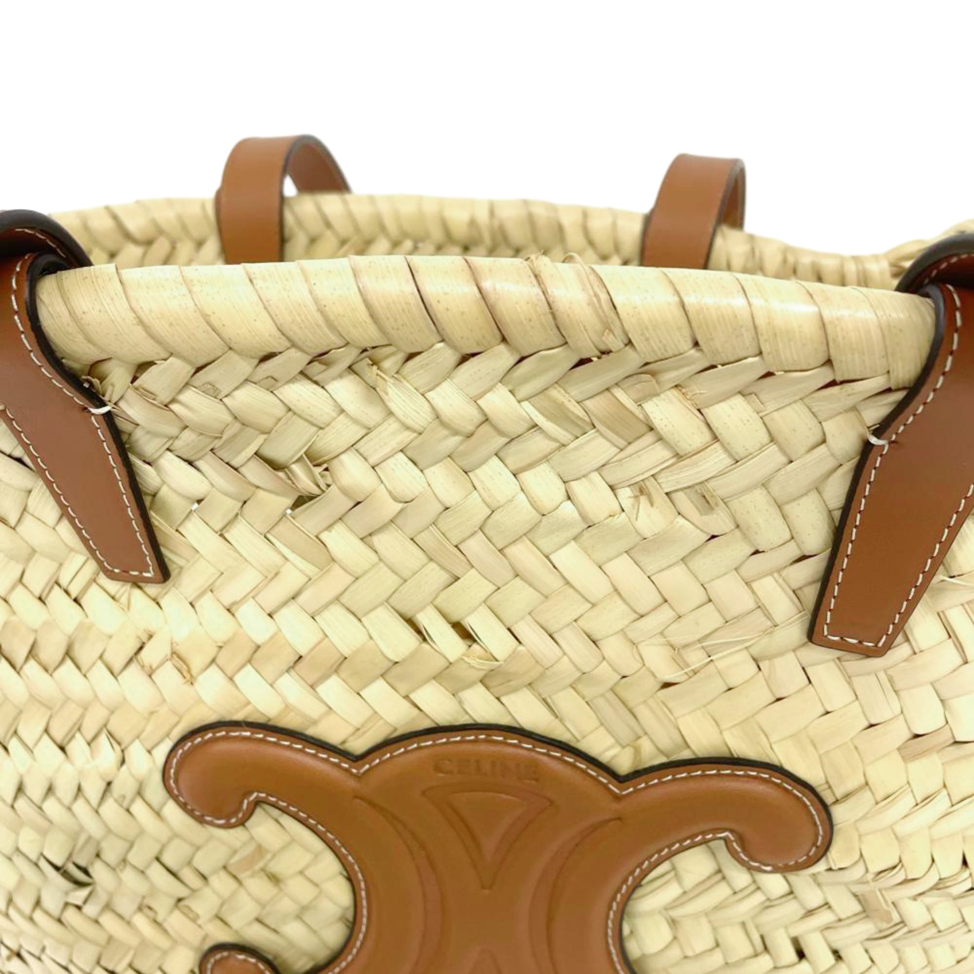 Celine Beige Raffia Leather Tote Bag (Pre-Owned)