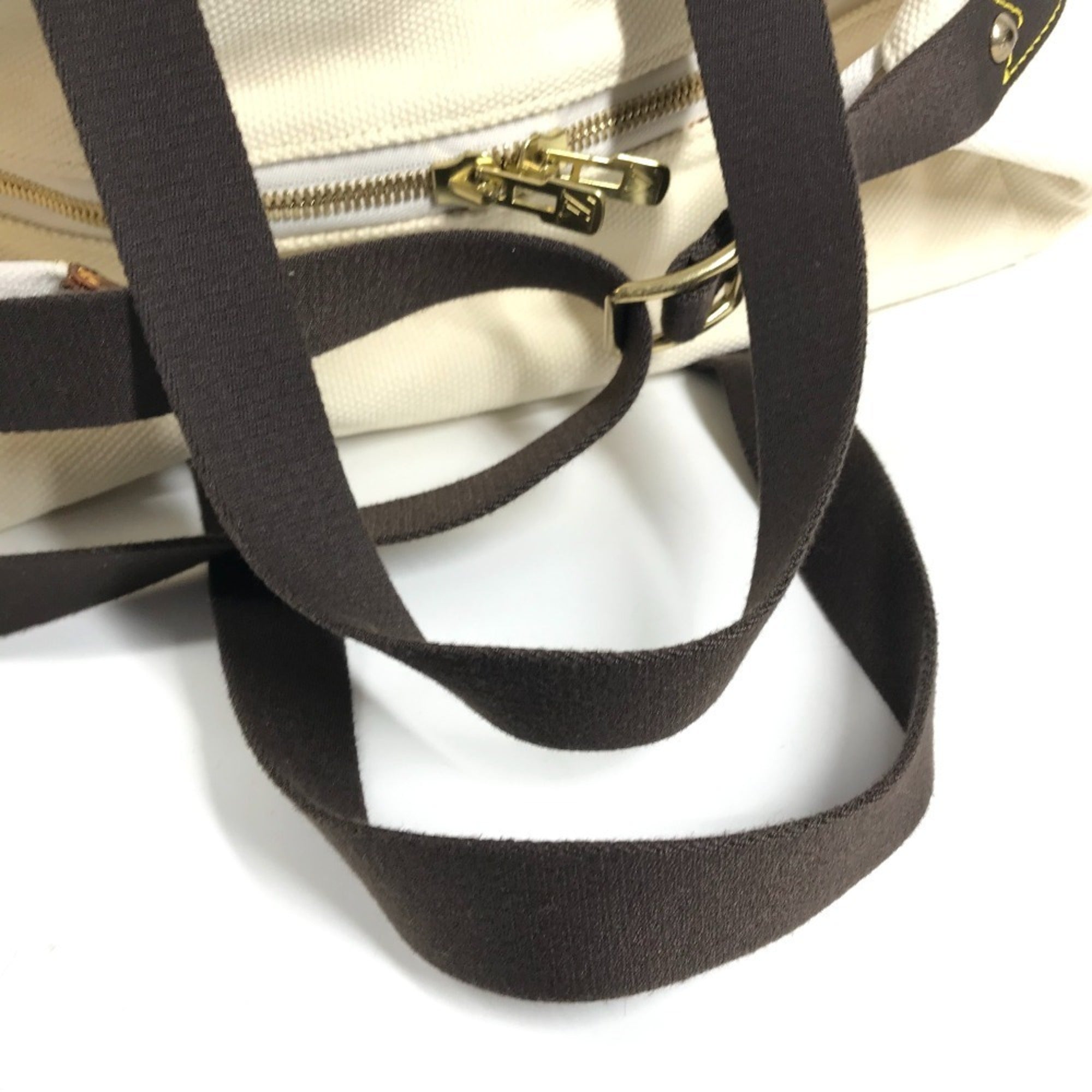 Louis Vuitton Brown Ecru White Canvas Shoulder Bag Tote Bag (Pre-Owned)