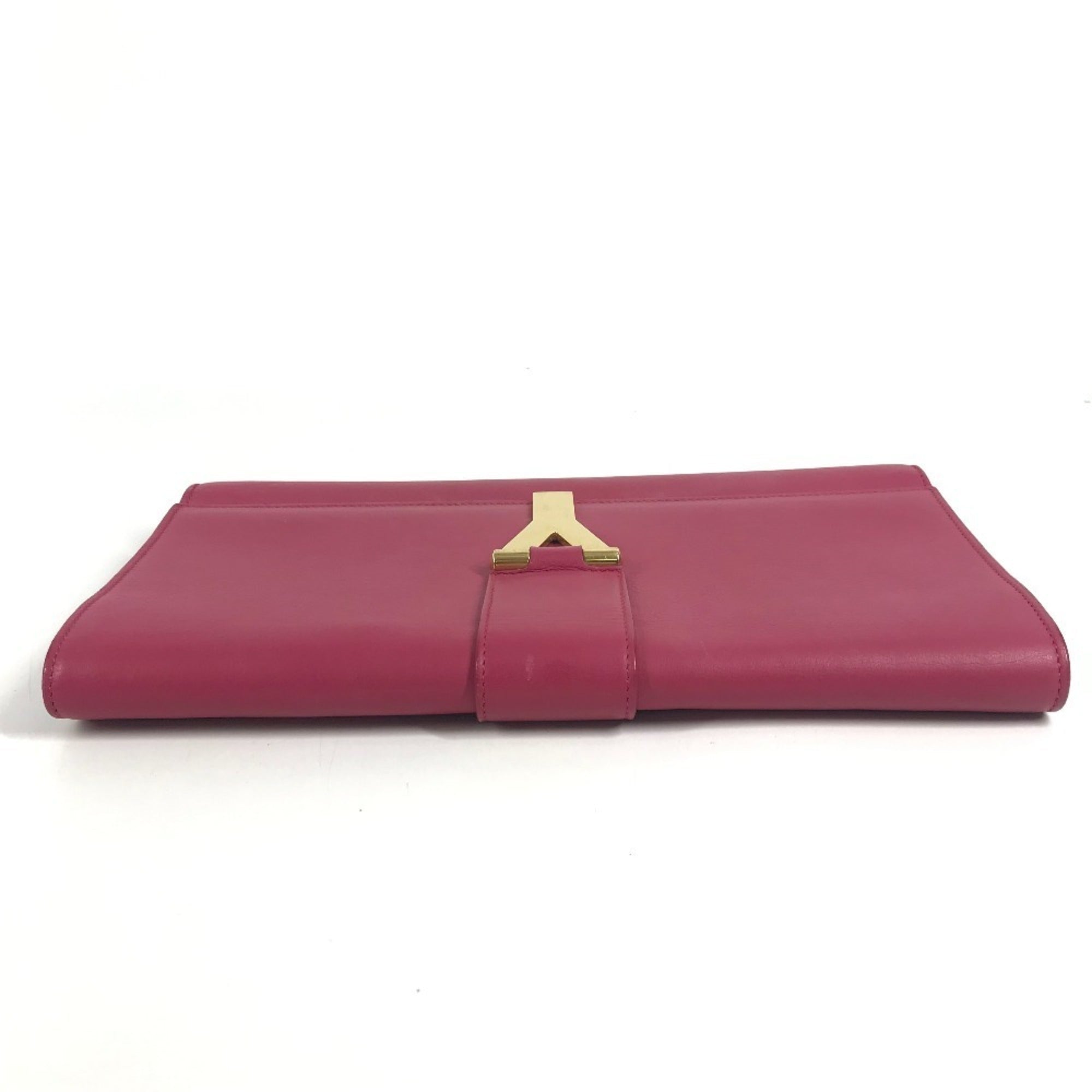Yves Saint Laurent Pink Leather Clutch Bag Handbag (Pre-Owned)