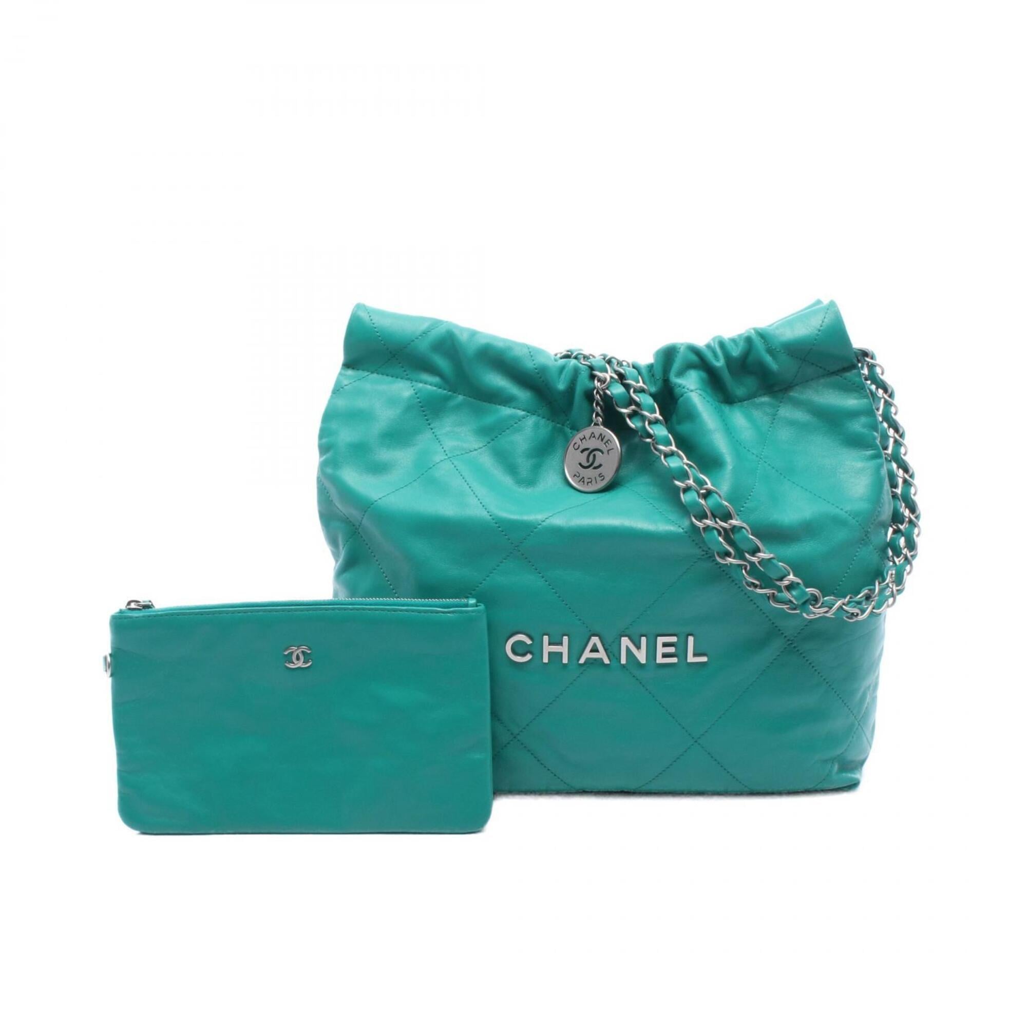 Chanel Green Leather Handbag Pouch Shoulder Bag (Pre-Owned)