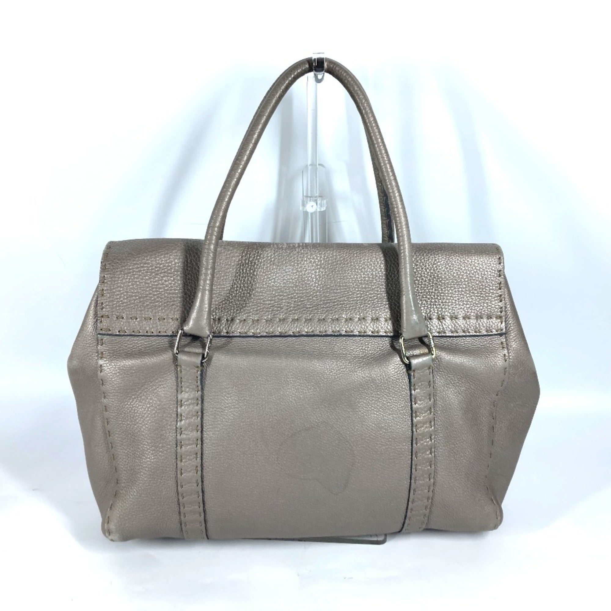 Fendi Gray Leather Shoulder Bag Tote Bag (Pre-Owned)