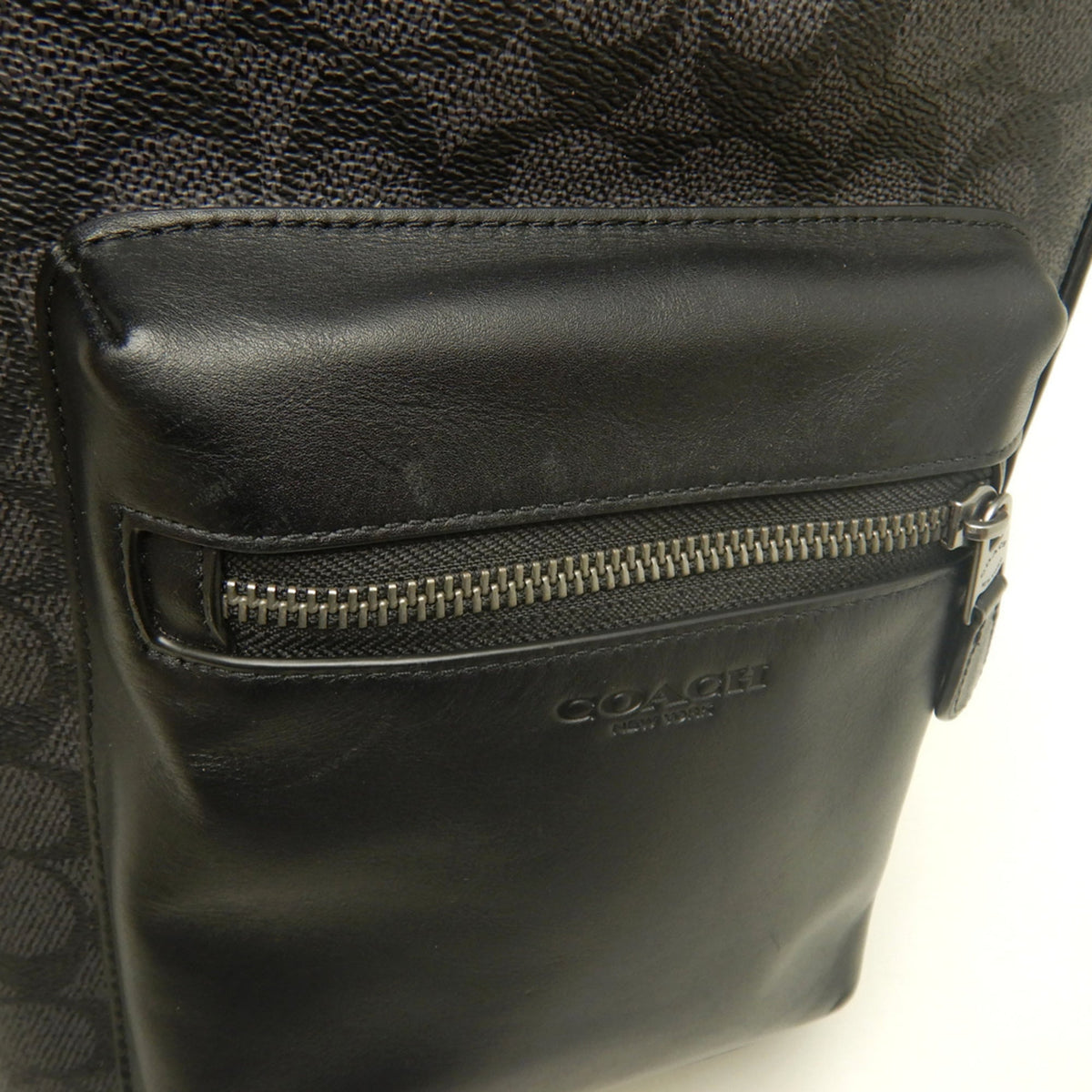 Coach Black Coated Canvas Leather Sling Bag (Pre-Owned)