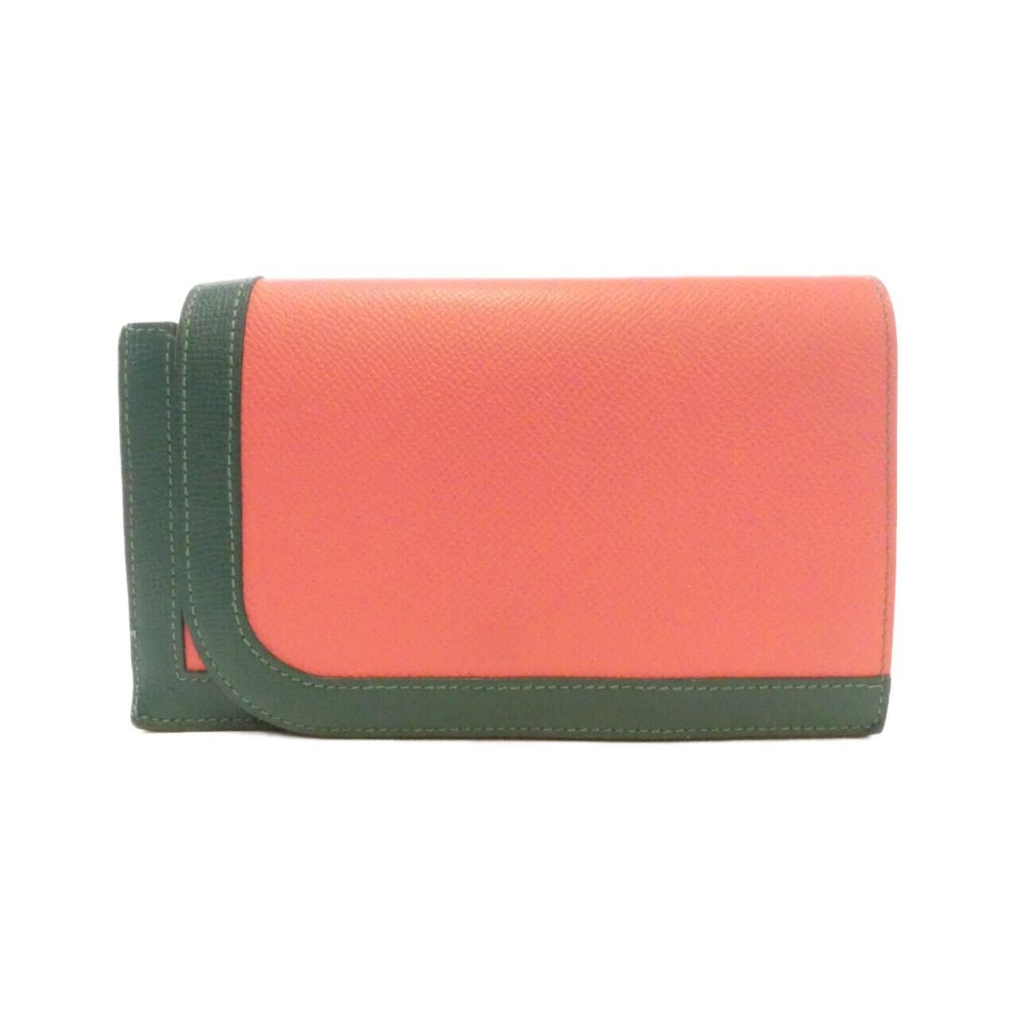 Hermes Lime Pink Rose Azalee Epsom Leather Long Wallet (Bi-Fold) (Pre-Owned)
