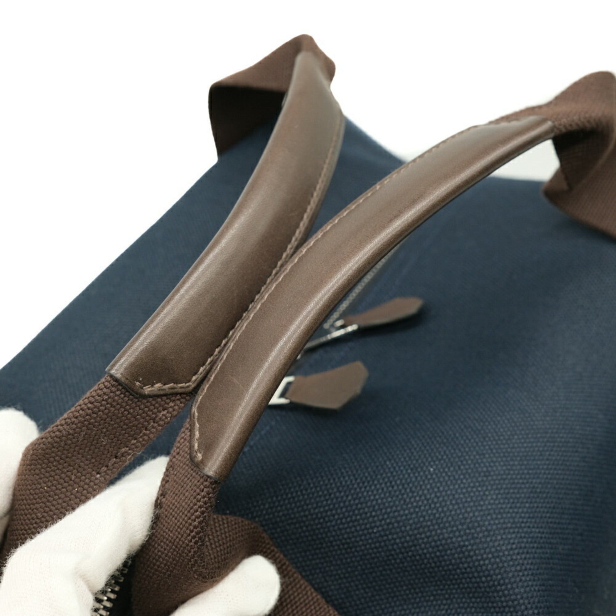 Hermes Navy Orange Canvas Backpack (Pre-Owned)