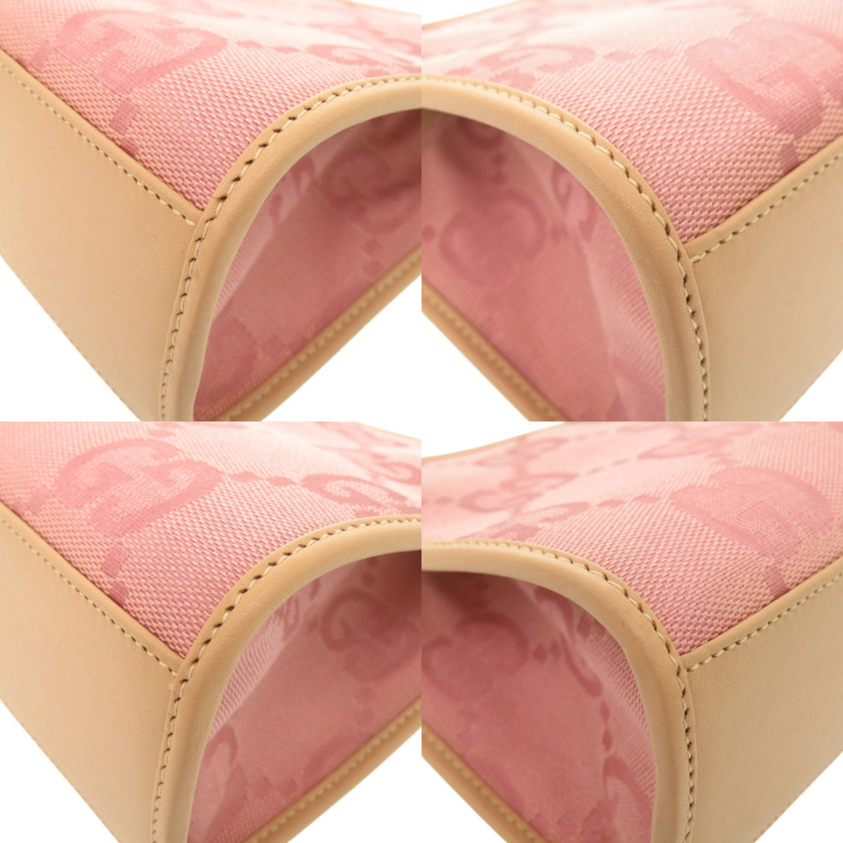 Gucci Beige Pink Gg Canvas Leather Handbag Shoulder Bag (Pre-Owned)