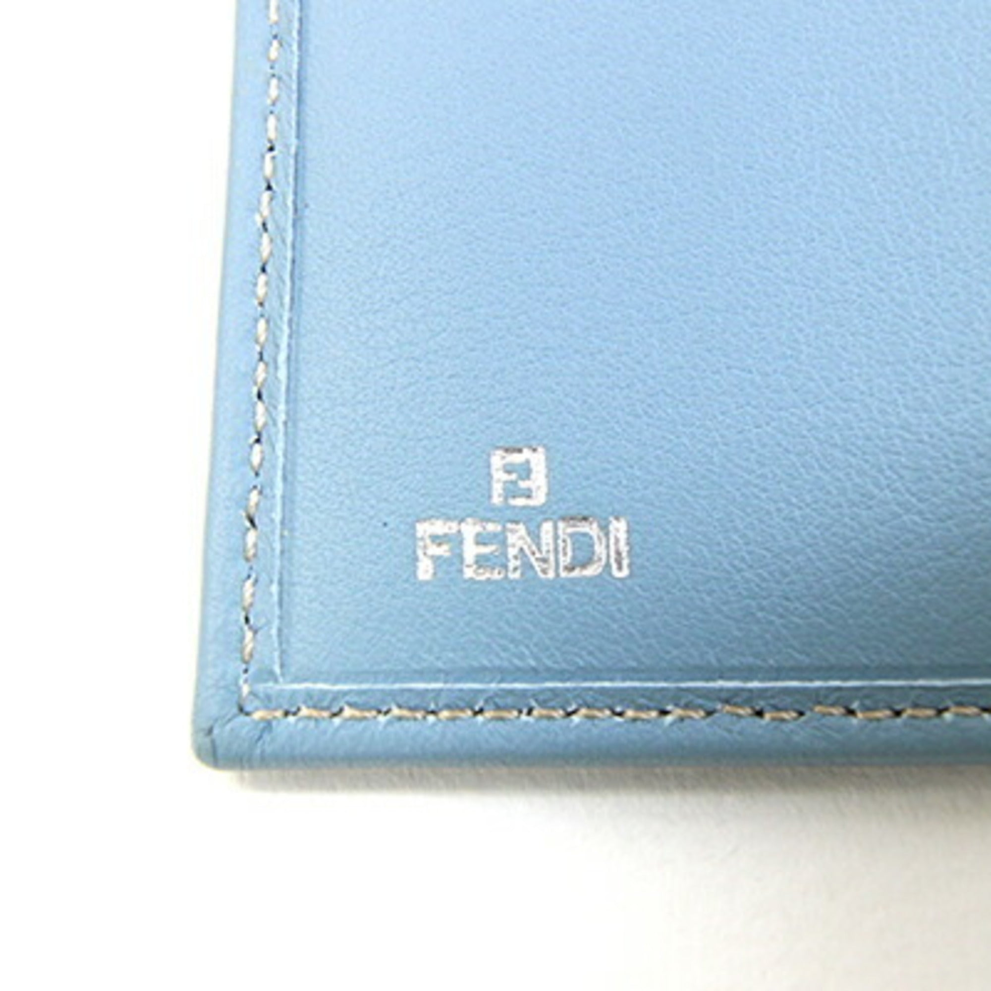 Fendi Light Blue Leather Canvas Wallet (Bi-Fold) (Pre-Owned)
