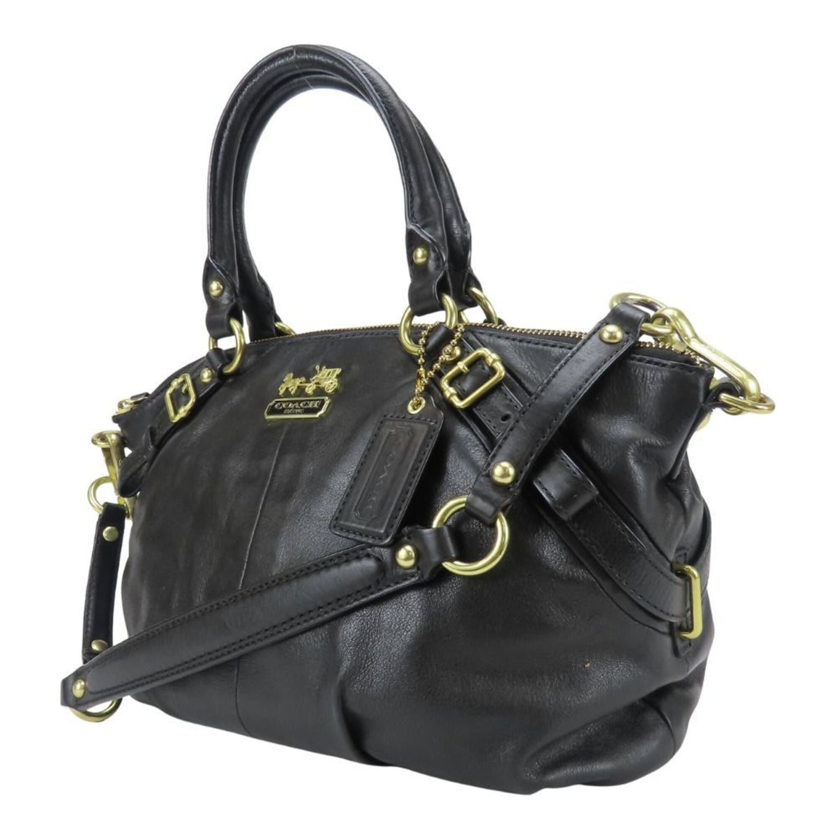 Coach Black Leather Handbag (Pre-Owned)