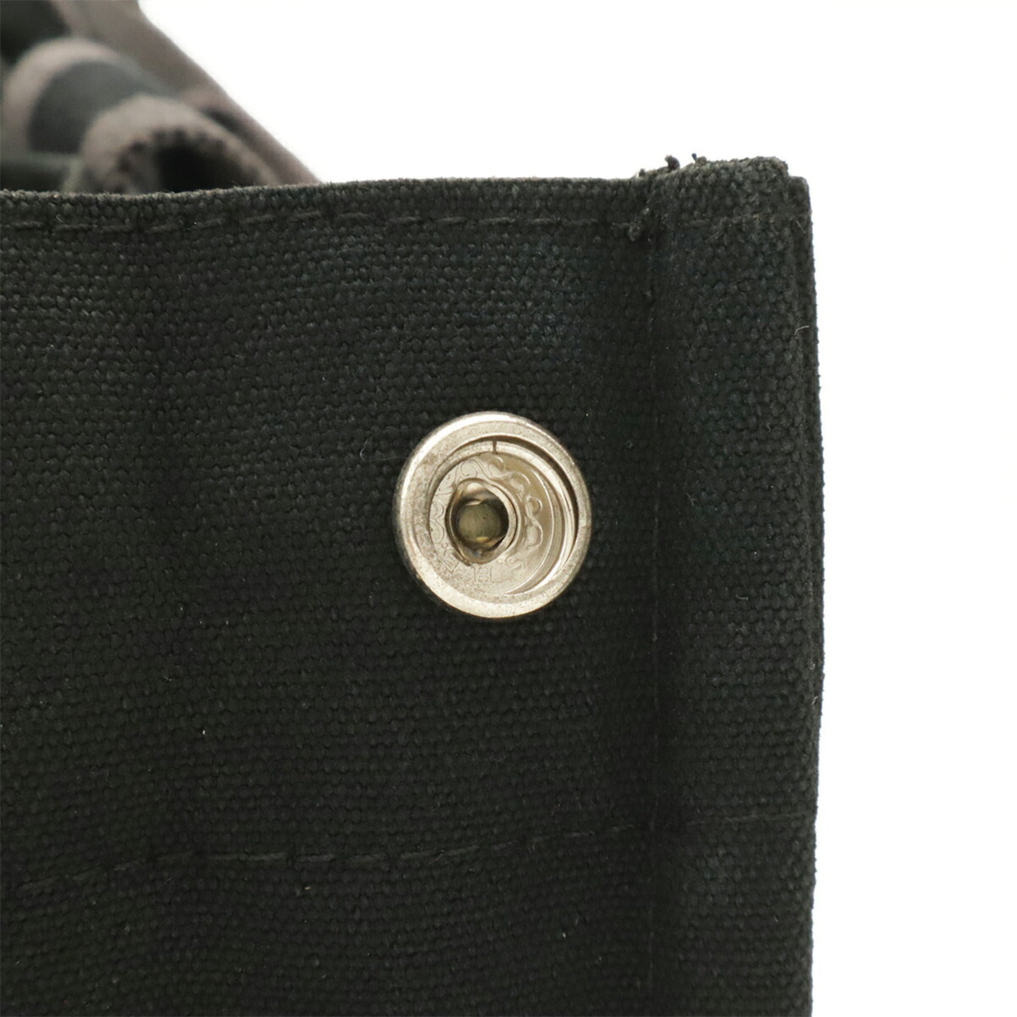 Hermes Black Gray Canvas Handbag Tote Bag (Pre-Owned)