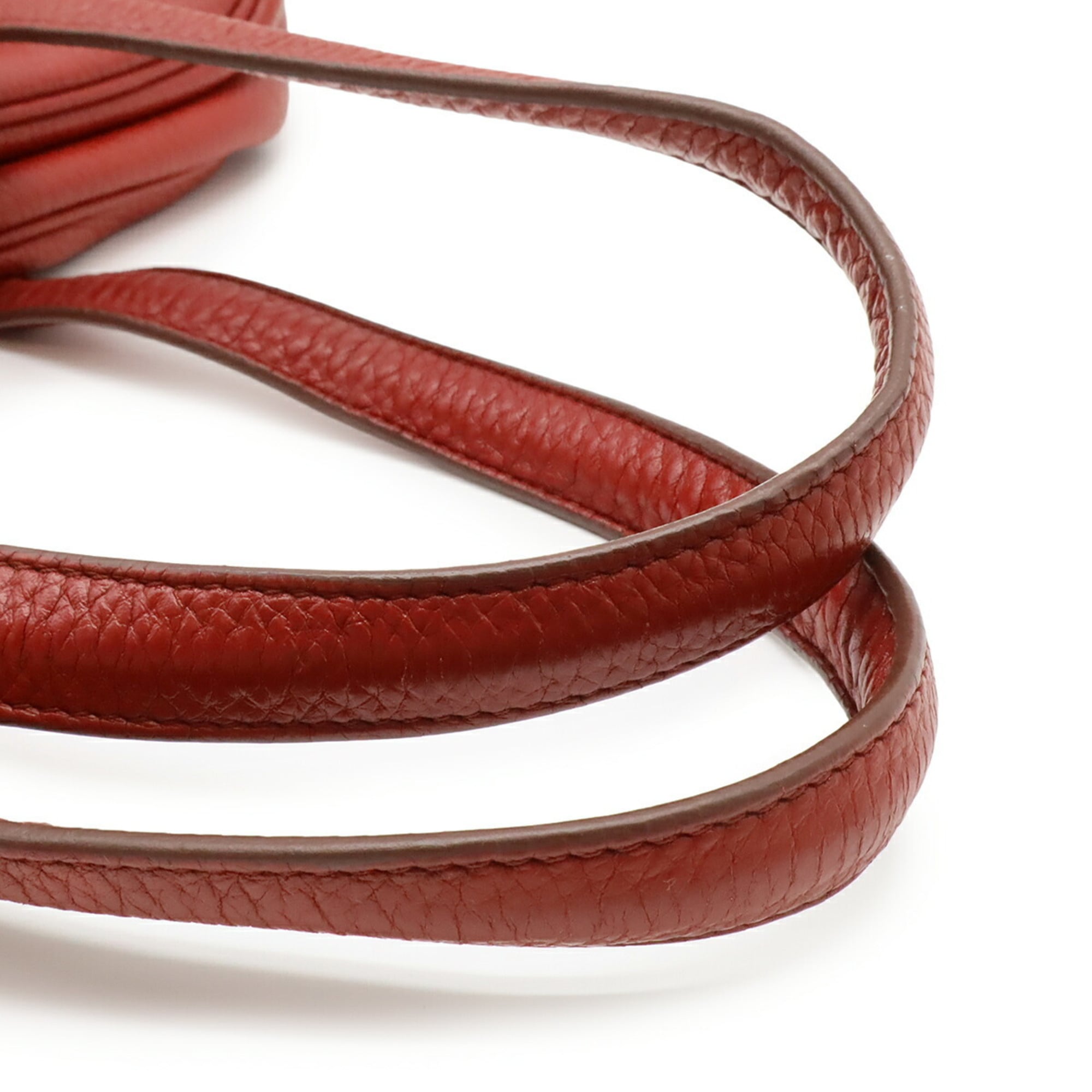 Hermes Red Color Taurillon Clemence Leather Handbag Shoulder Bag (Pre-Owned)