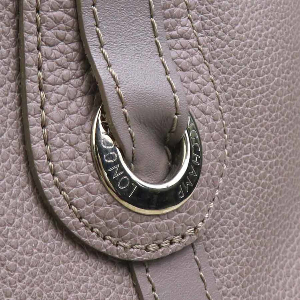 Longchamp Grayish Leather Handbag (Pre-Owned)