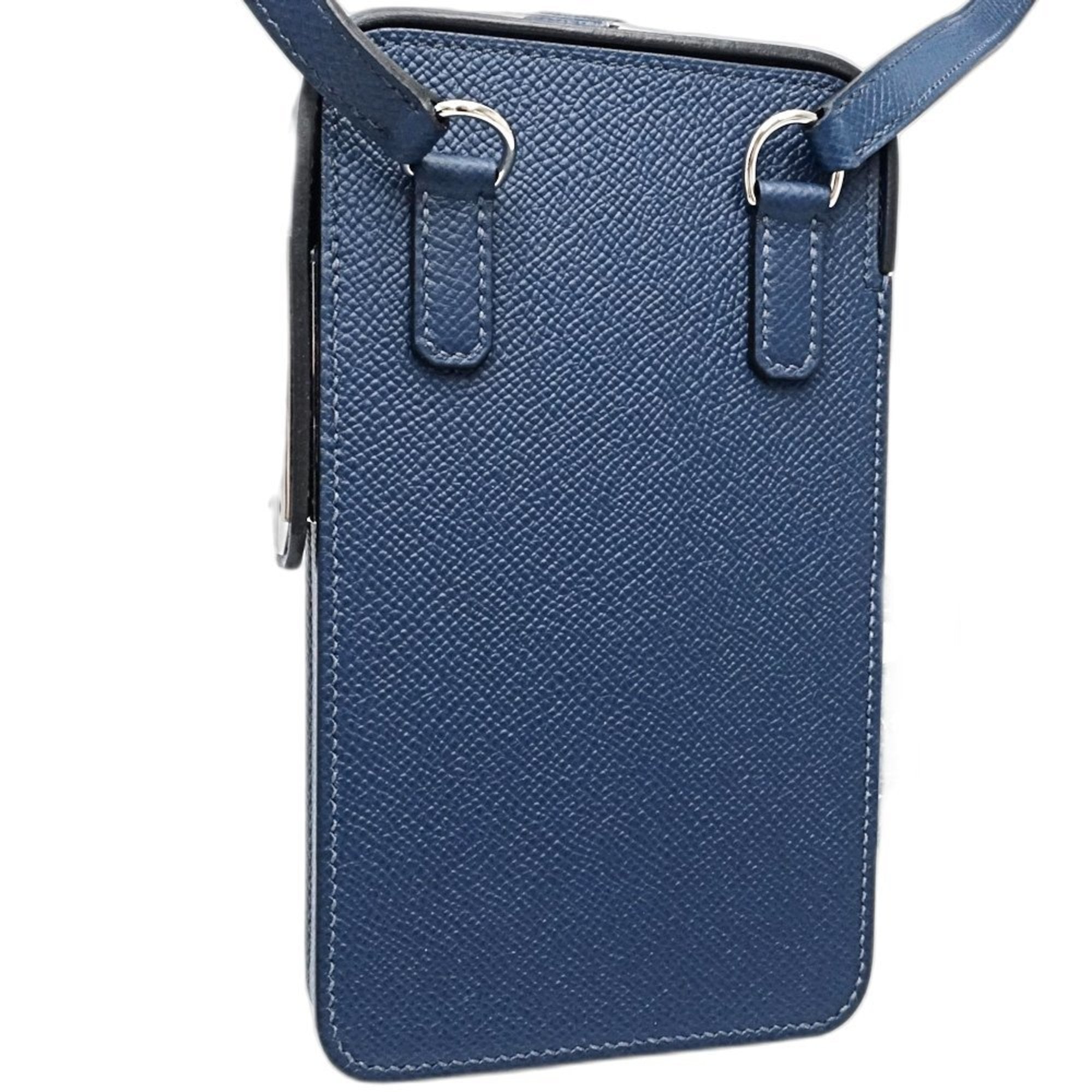 Hermes Blue Leather Pochette Shoulder Bag (Pre-Owned)