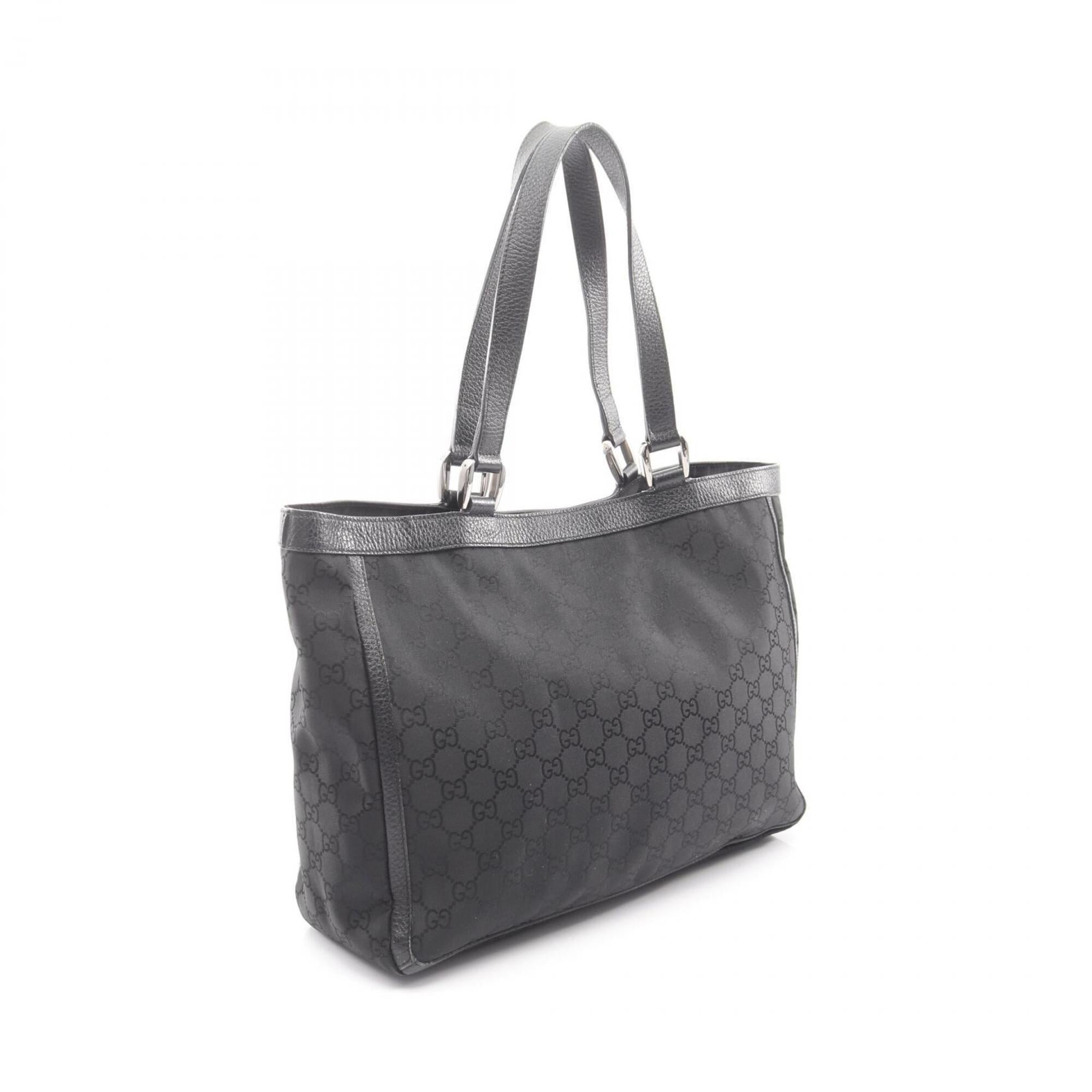 Gucci Black Nylon Leather Handbag Tote Bag (Pre-Owned)