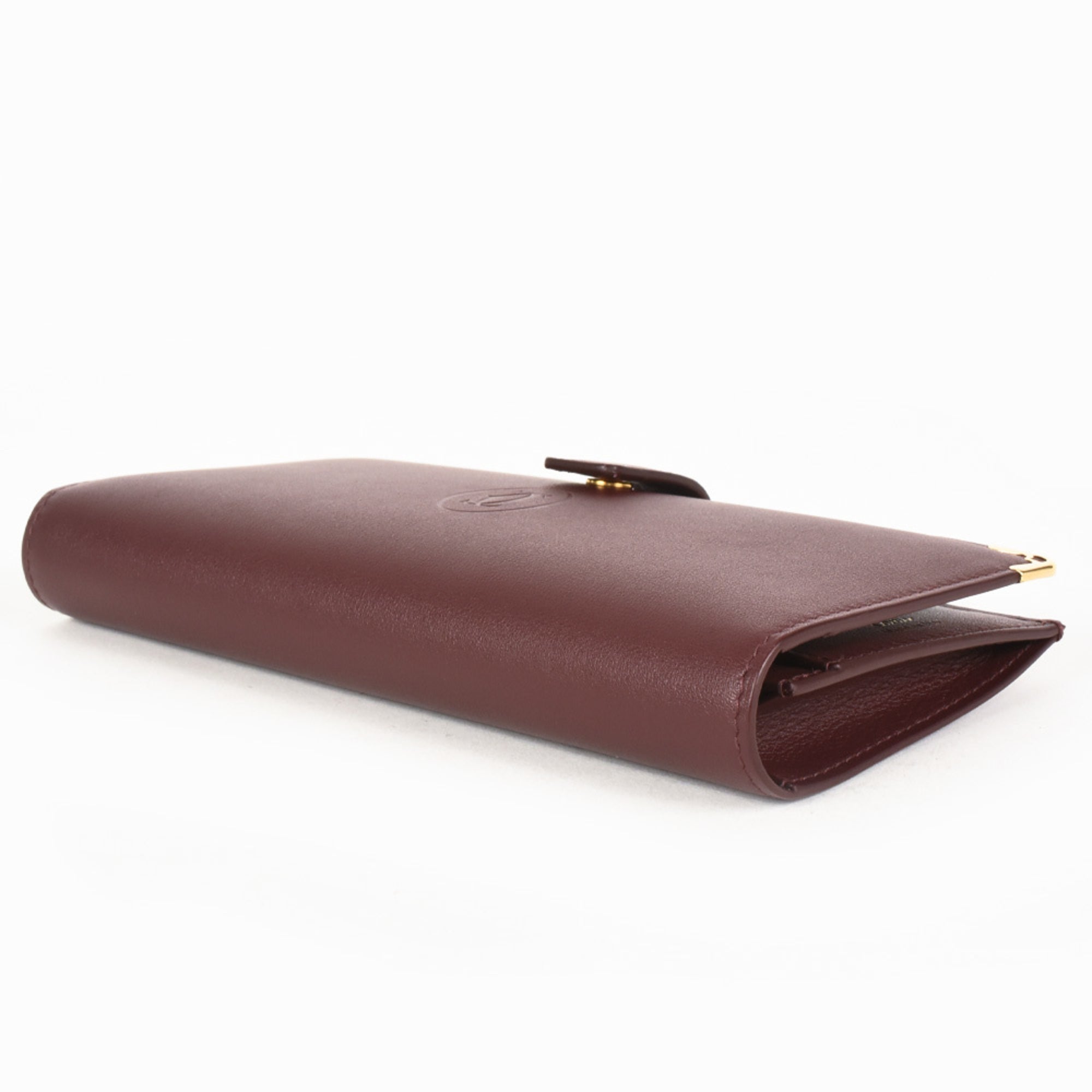 Cartier Red Color Leather Long Wallet (Bi-Fold) (Pre-Owned)
