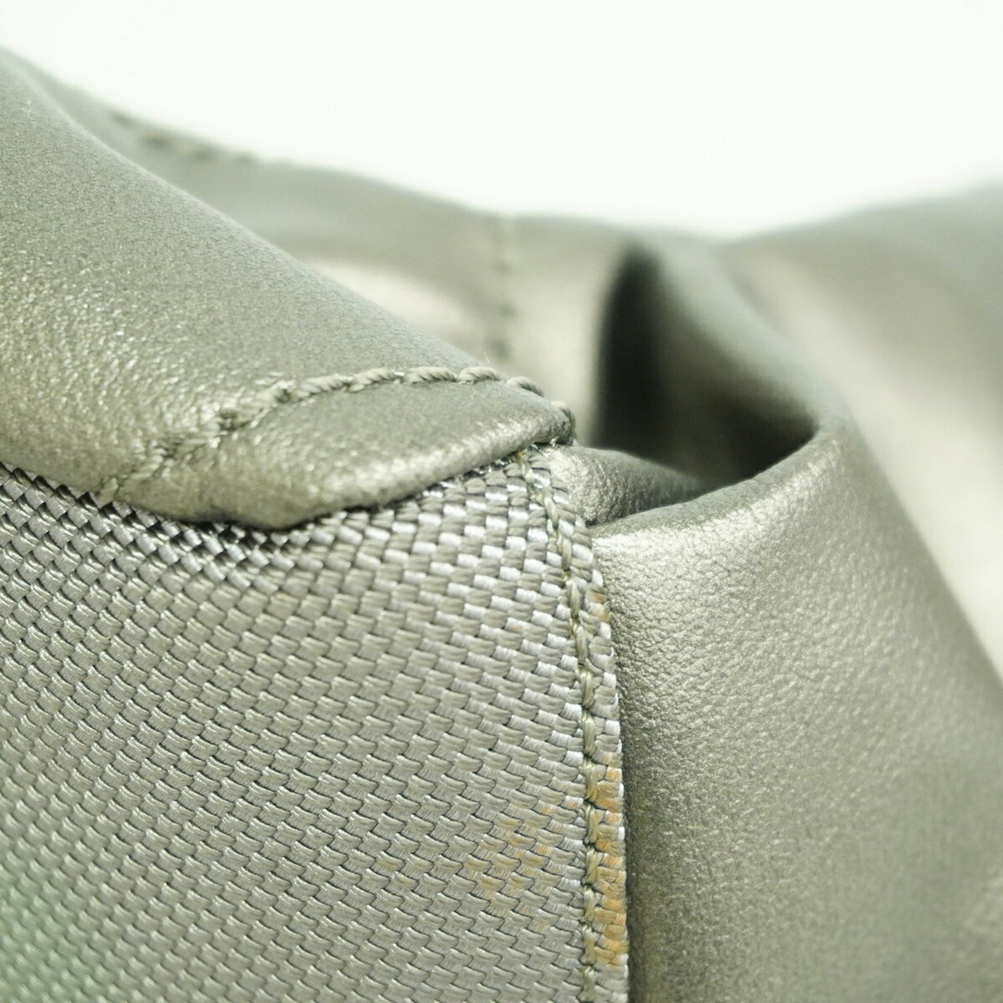 Chanel Gray Coated Canvas Shoulder Bag (Pre-Owned)