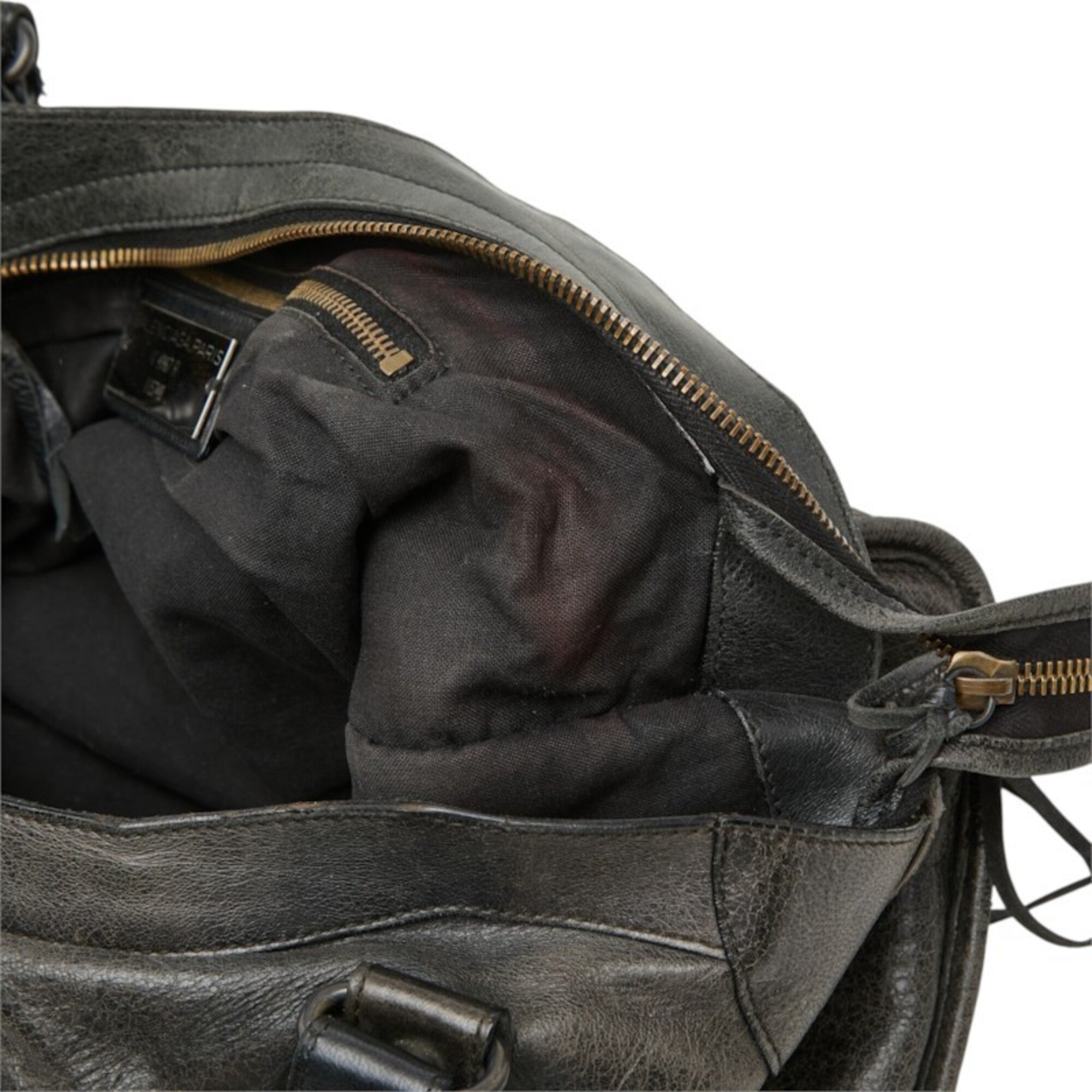 Balenciaga Black Leather Felt Handbag Shoulder Bag (Pre-Owned)